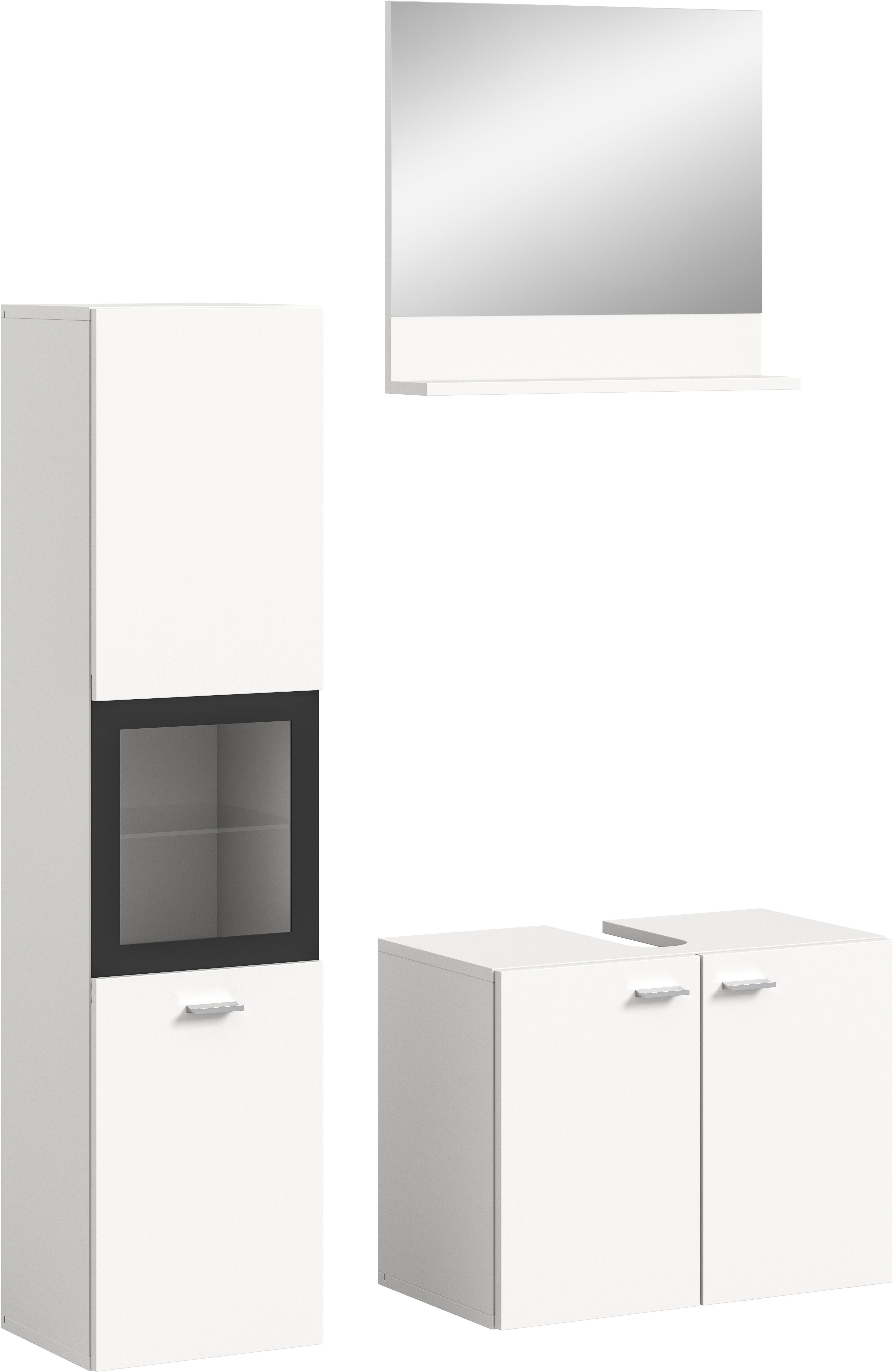 welltime Badmeubelset Tampa, breedte 102cm, 3-delig Wastafelonderkast, spiegel, hoge kast (3 stuks)