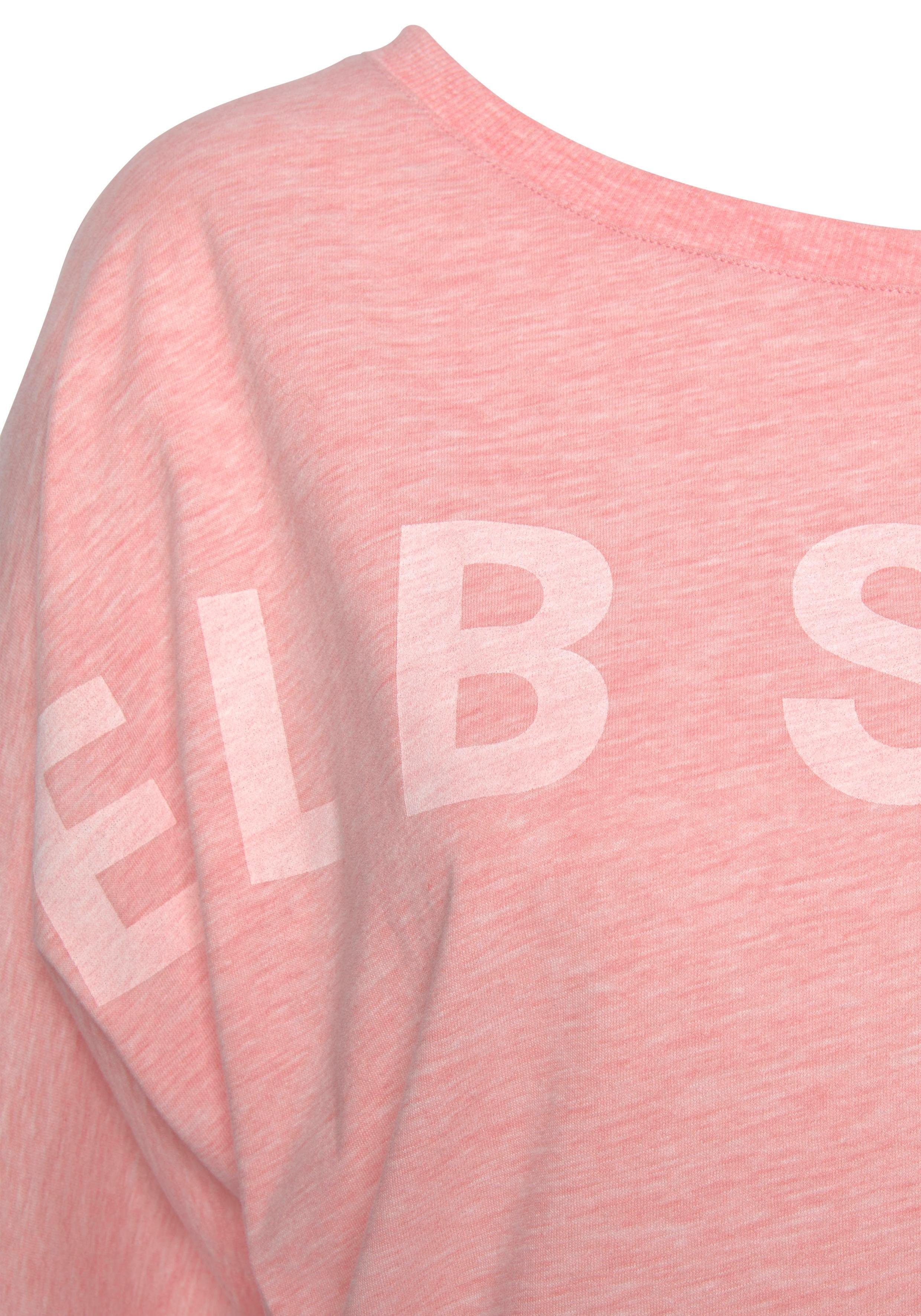 Elbsand Shirt met 3/4-mouwen IDUNA in gemêleerde look met logoprint op de voorkant, katoenmix, losse pasvorm