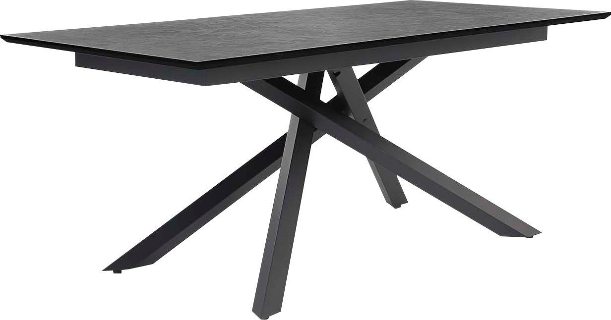 Jockenhöfer Gruppe Eettafel Silas 180 x 90 cm, tafelblad in antracietkleurige marmerlook