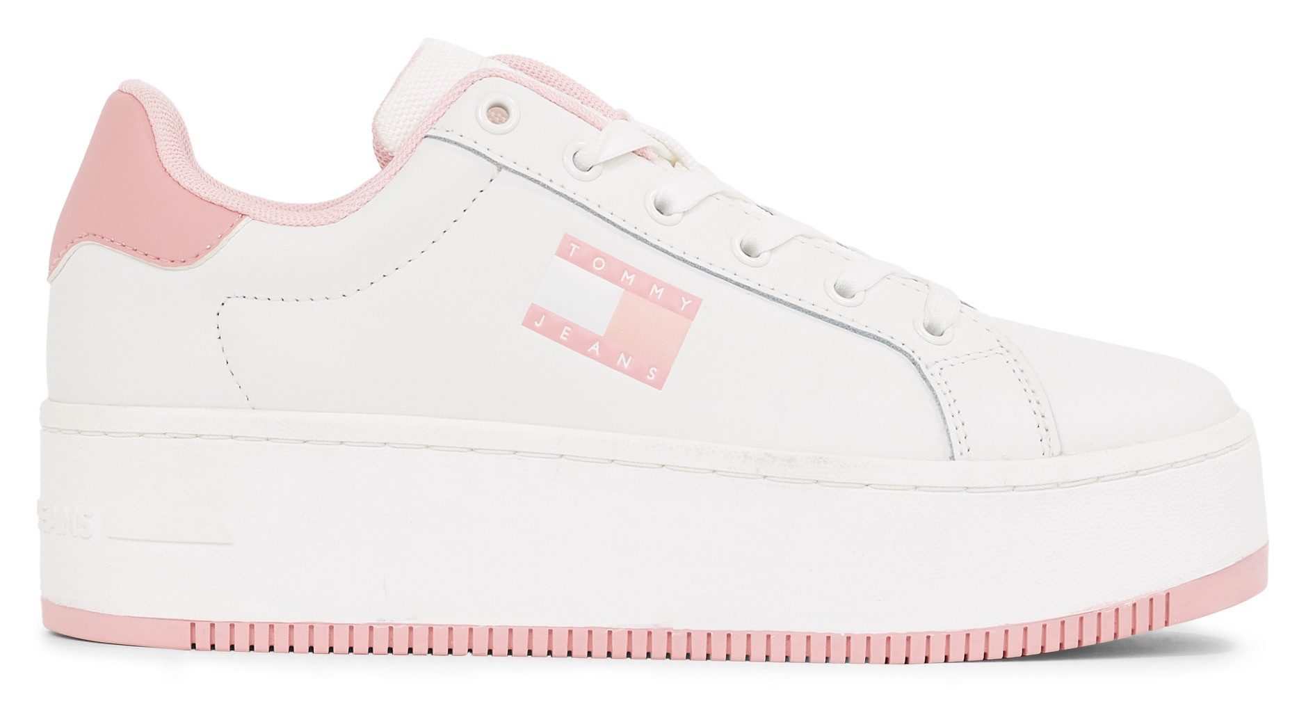 TOMMY JEANS Plateausneakers TJW FLATFORM ESS vrijetijdsschoen, lage schoen, veterschoen met gepolsterde schacht