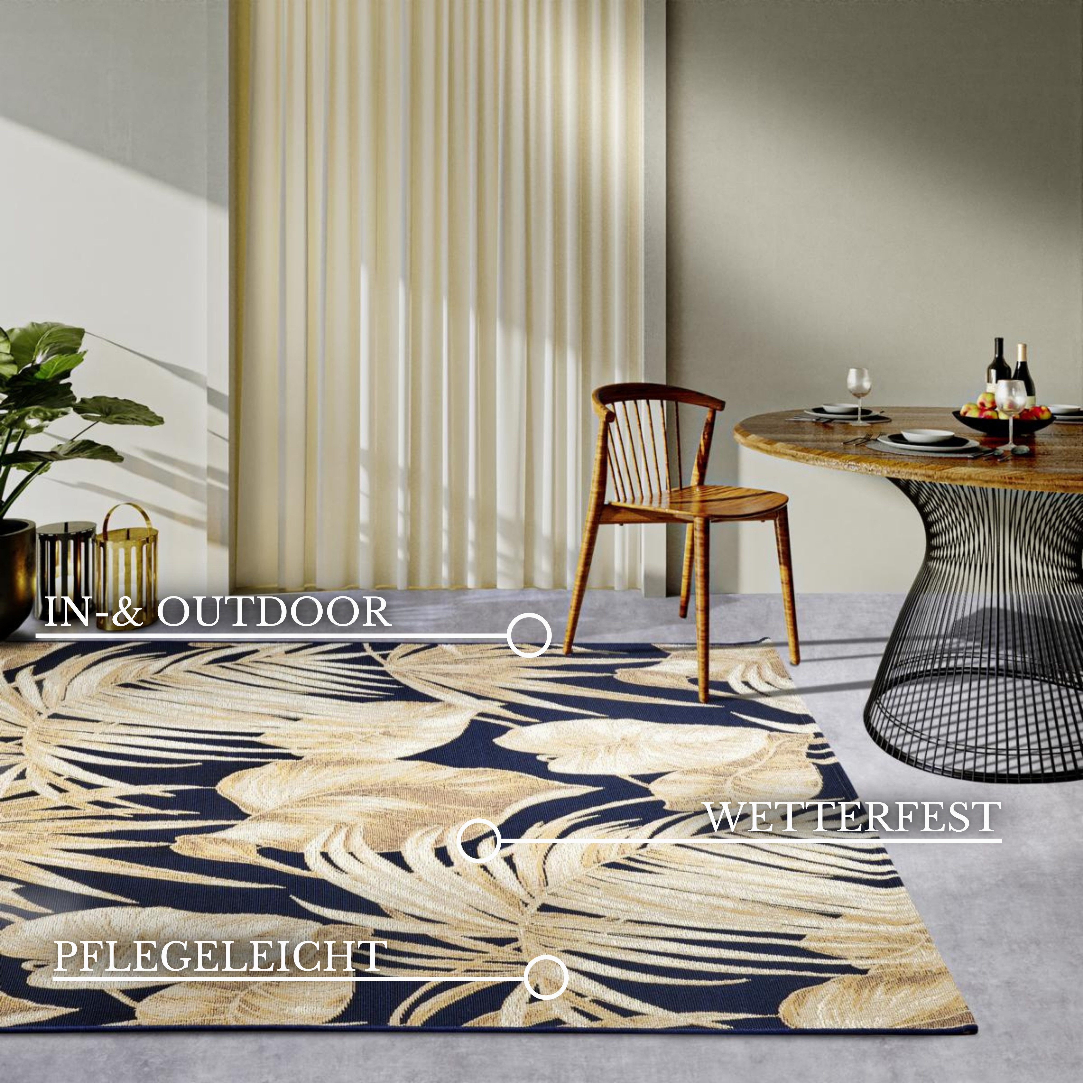 Villeroy & Boch Outdoorkleed Oktavie Buiten, vlakweefsel, weerbestendig, balkon, tuin, bloemig, terras