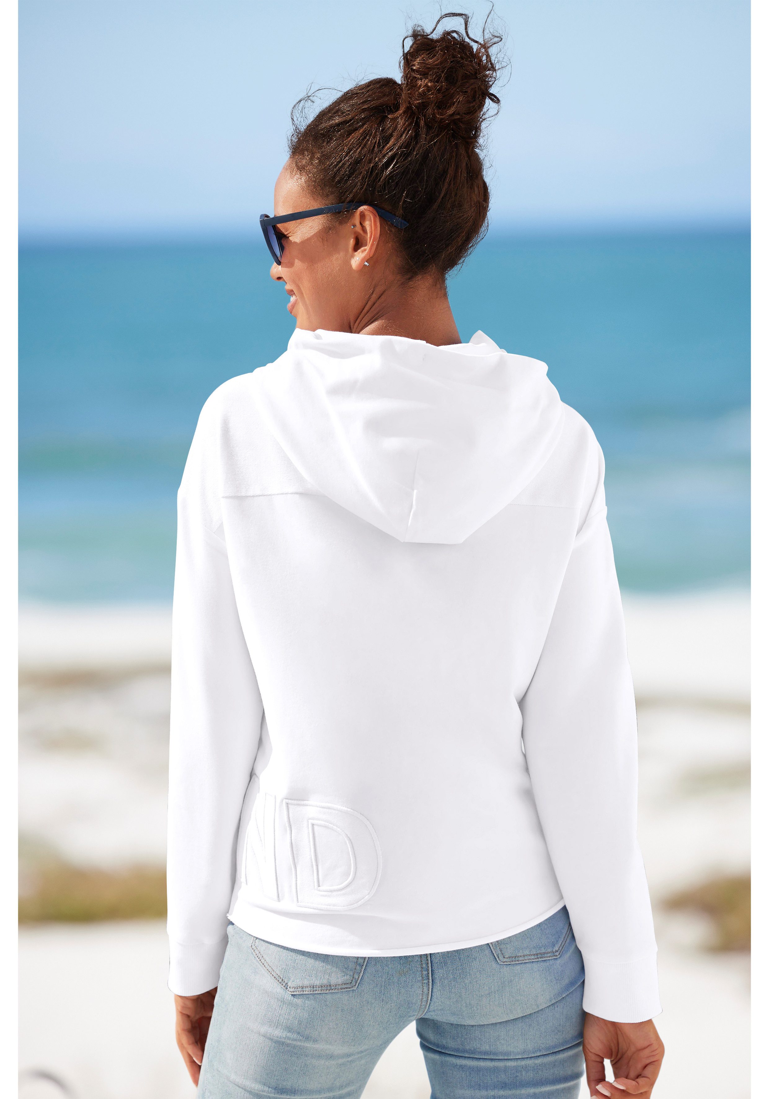 Elbsand Hoodie ELGIN met logo-borduurwerk, losse hoodie van elastische katoen
