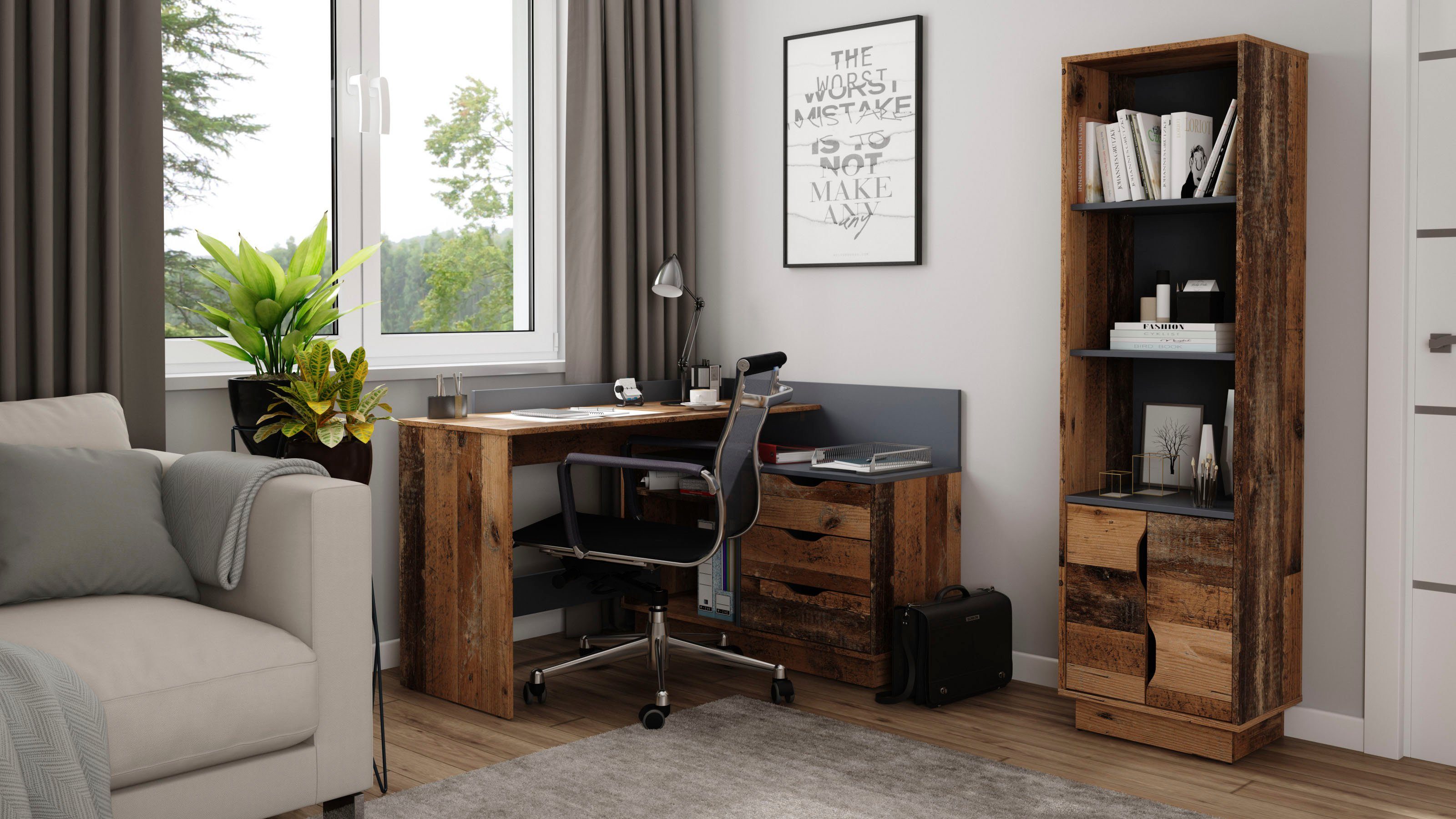 byLIVING Hoekbureau Bern met veel opbergruimte, breedte 129 cm, rechts of links monteerbaar