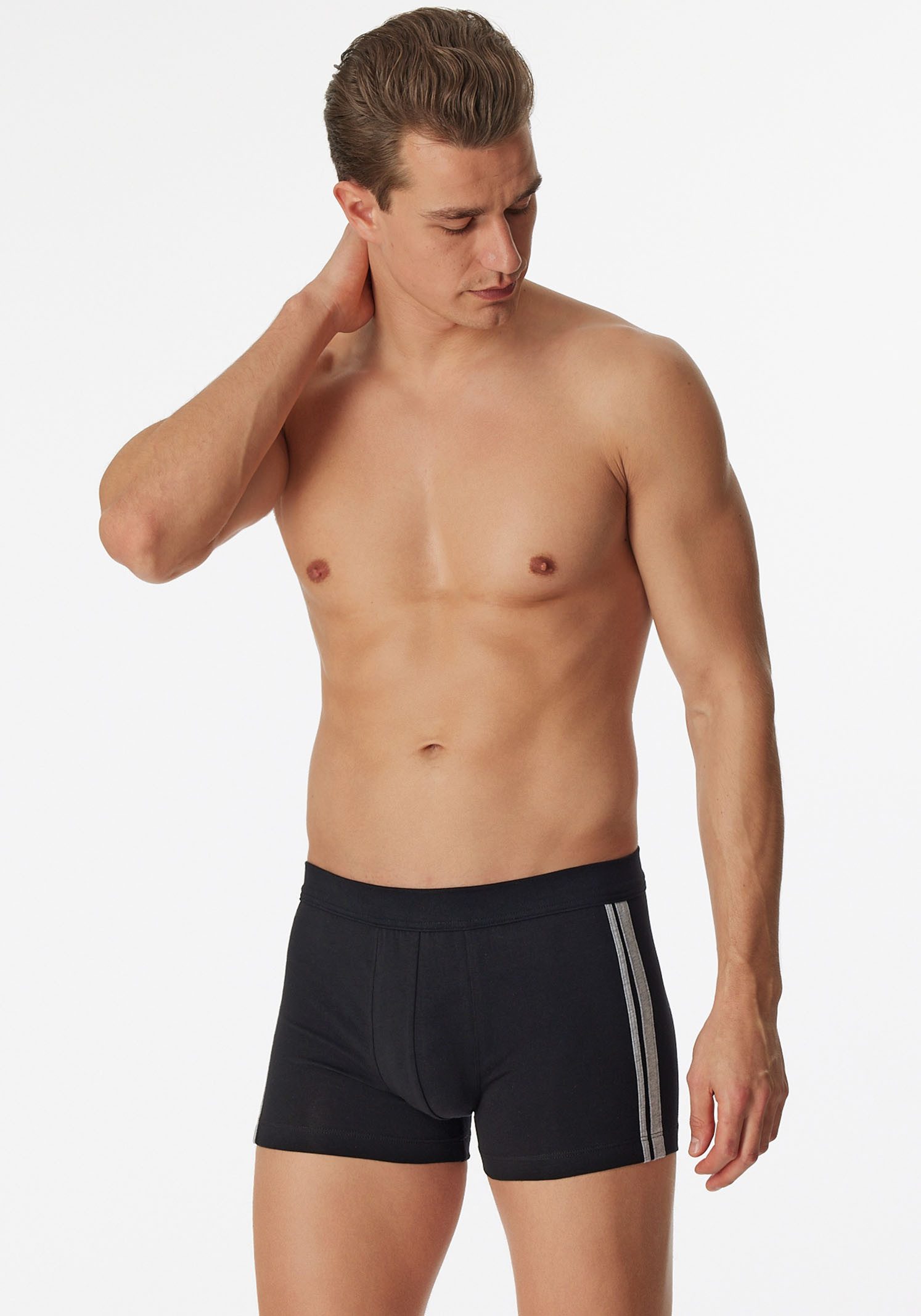 Schiesser Boxershort 95/5 met zachte, tonale tailleband, contrasterende zijstrepen (3 stuks)