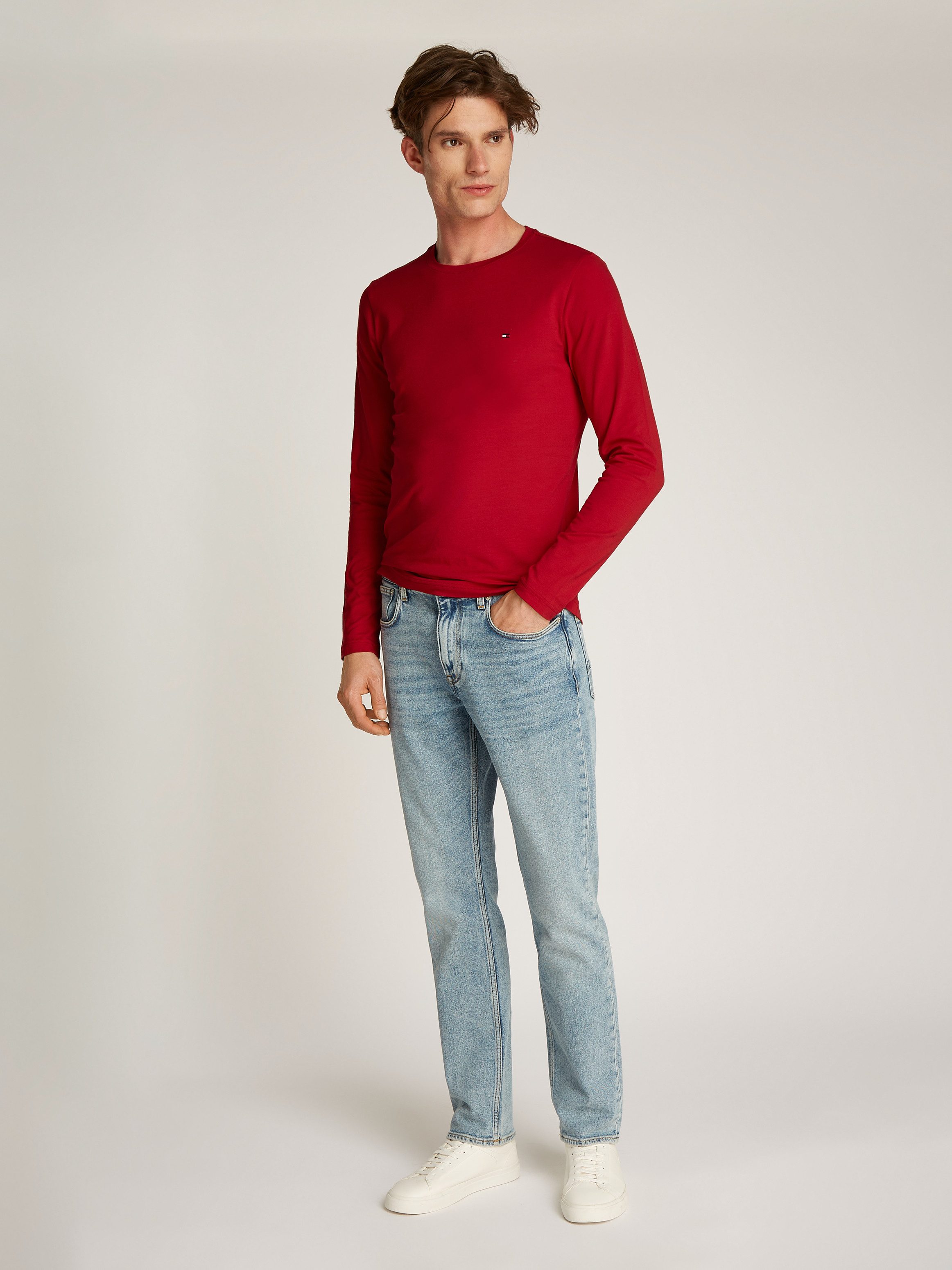 Tommy Hilfiger Shirt met lange mouwen STRETCH SLIM FIT LONG SLEEVE van biologische katoen-stretch