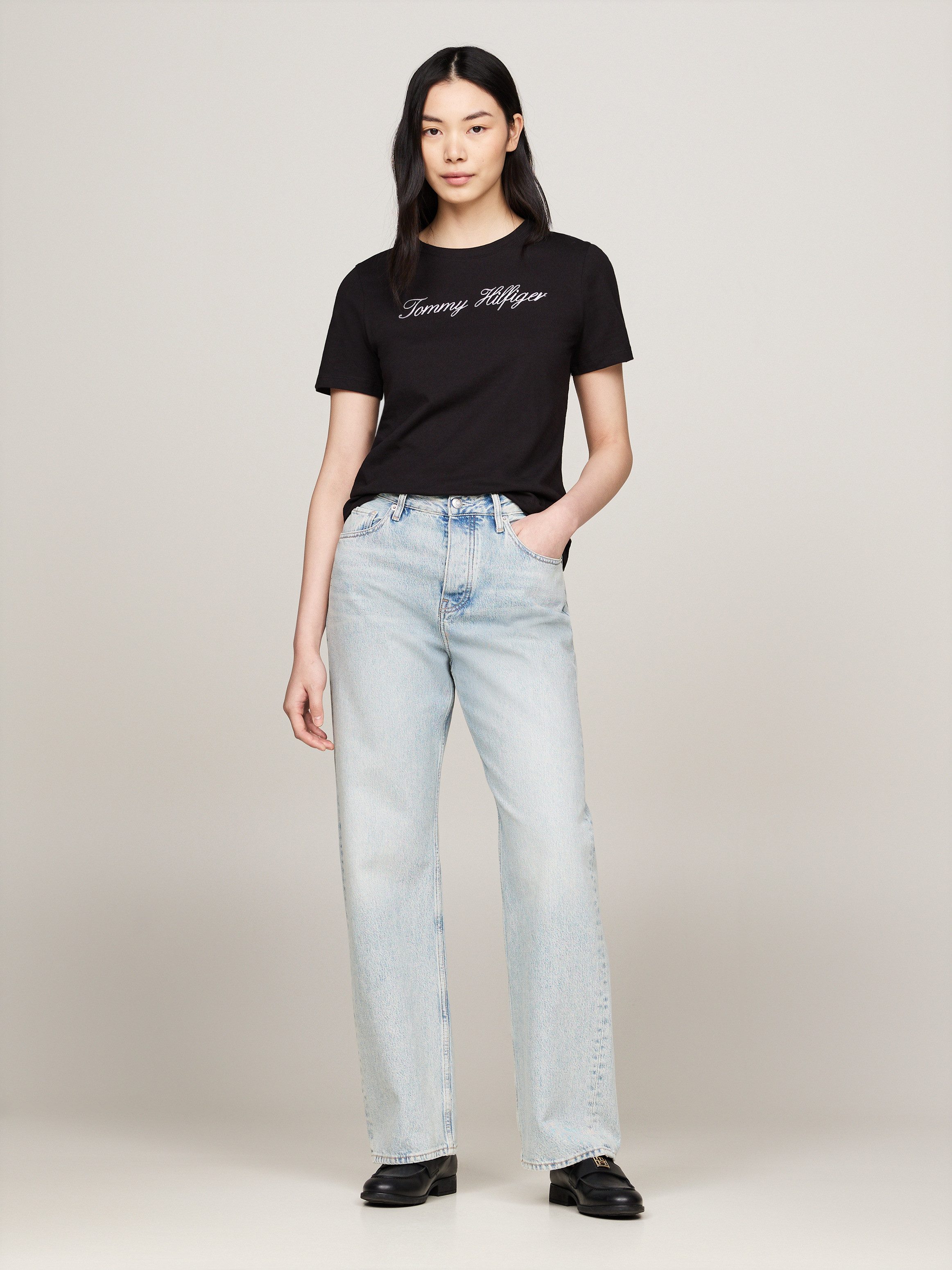 Tommy Hilfiger T-shirt NOS SCRIPT REGULAR C-NK SS Met ronde hals en contrasterende print