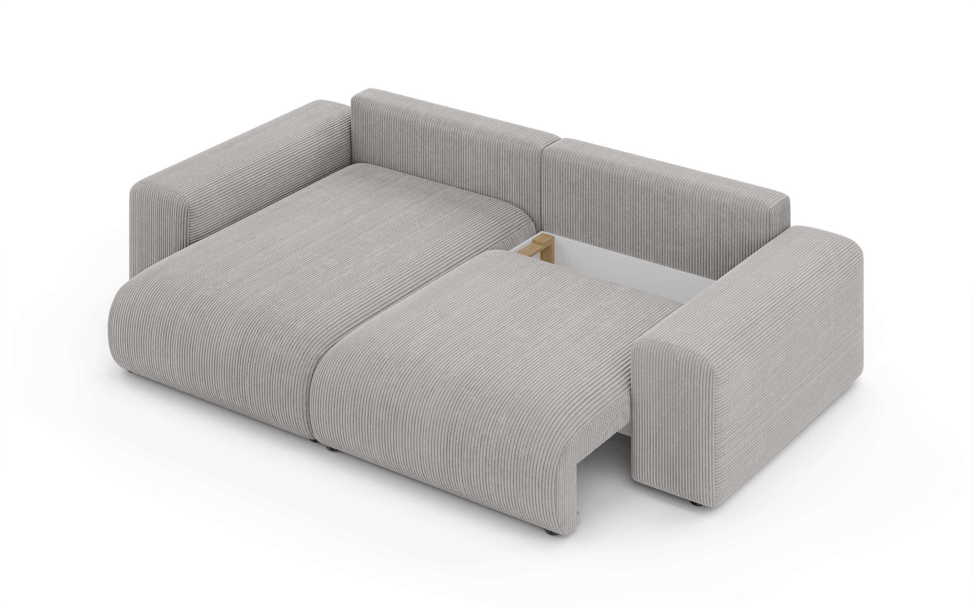Home affaire Hoekbank LAKESIDE met bedfunctie en bedlade, B/D/H 257/166/84 cm L-vorm, recamiere aan beide zijden monteerbaar, golfondersteuning