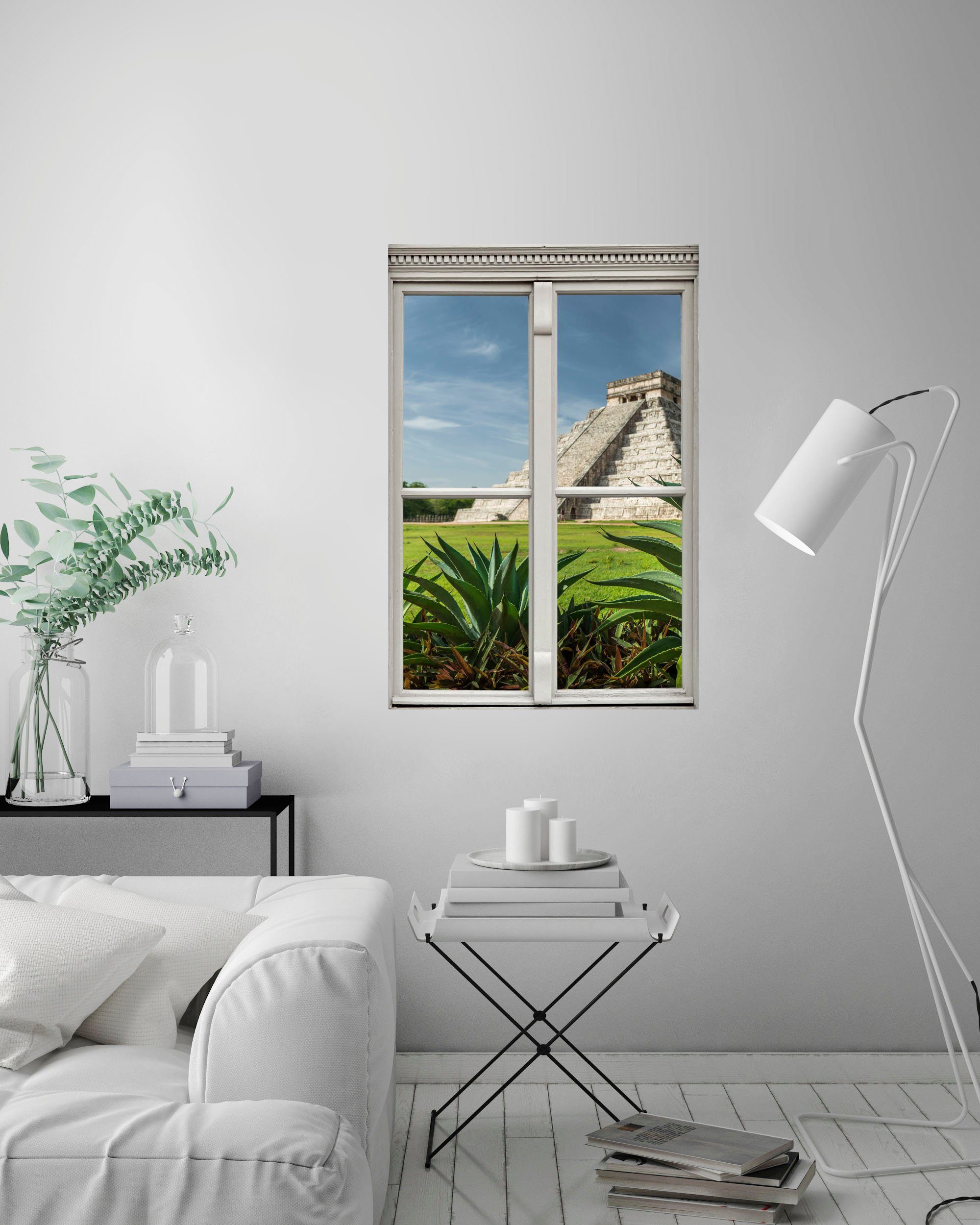 queence Wandfolie Chichen Muursticker, muurdecoratie, zelfklevend, 3D, raam