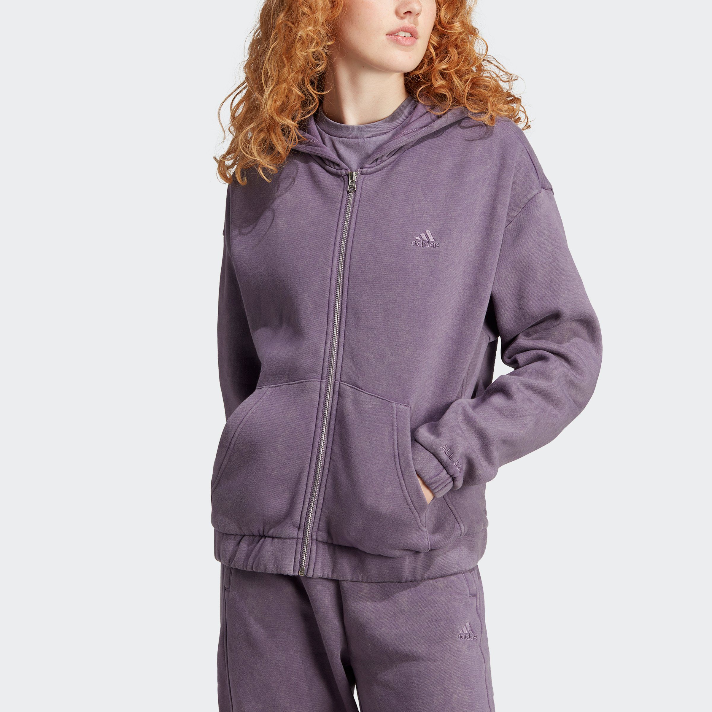 Adidas Sportswear ALL SZN Fleece Washed Ritsjack met Capuchon