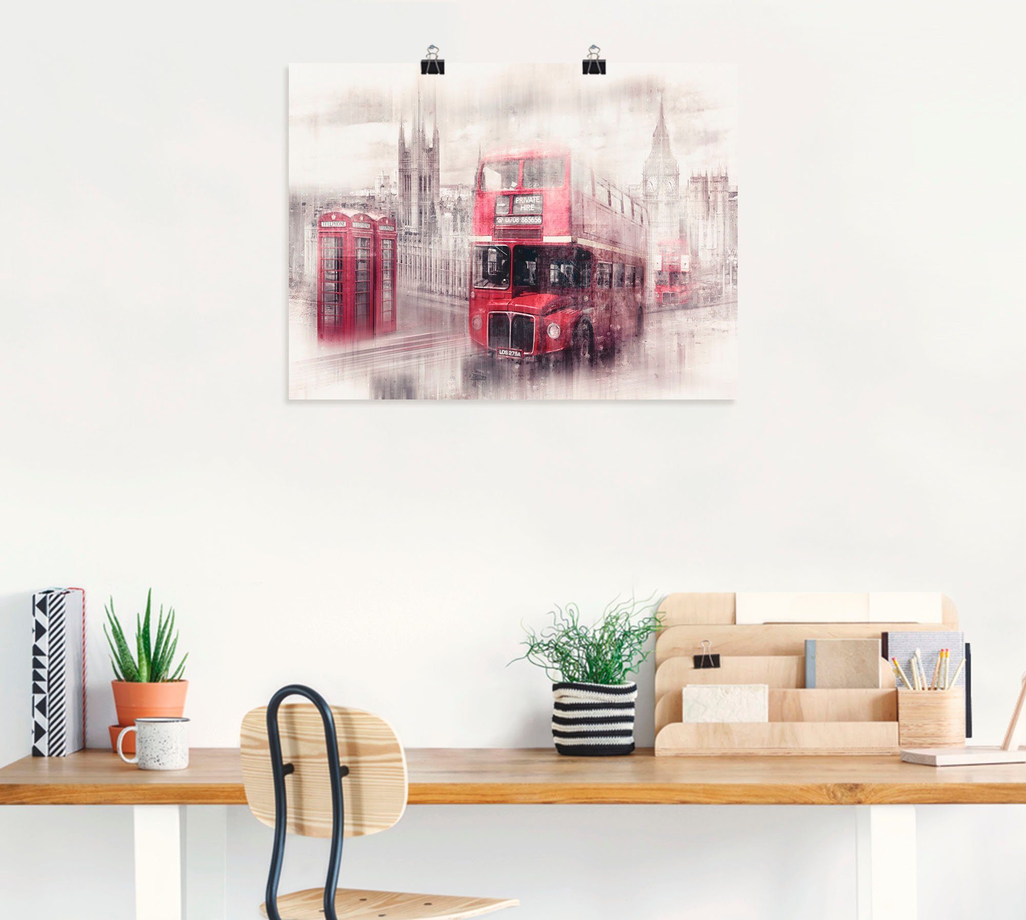 Artland Artprint Londen Westminster collage als artprint op linnen, poster in verschillende formaten maten