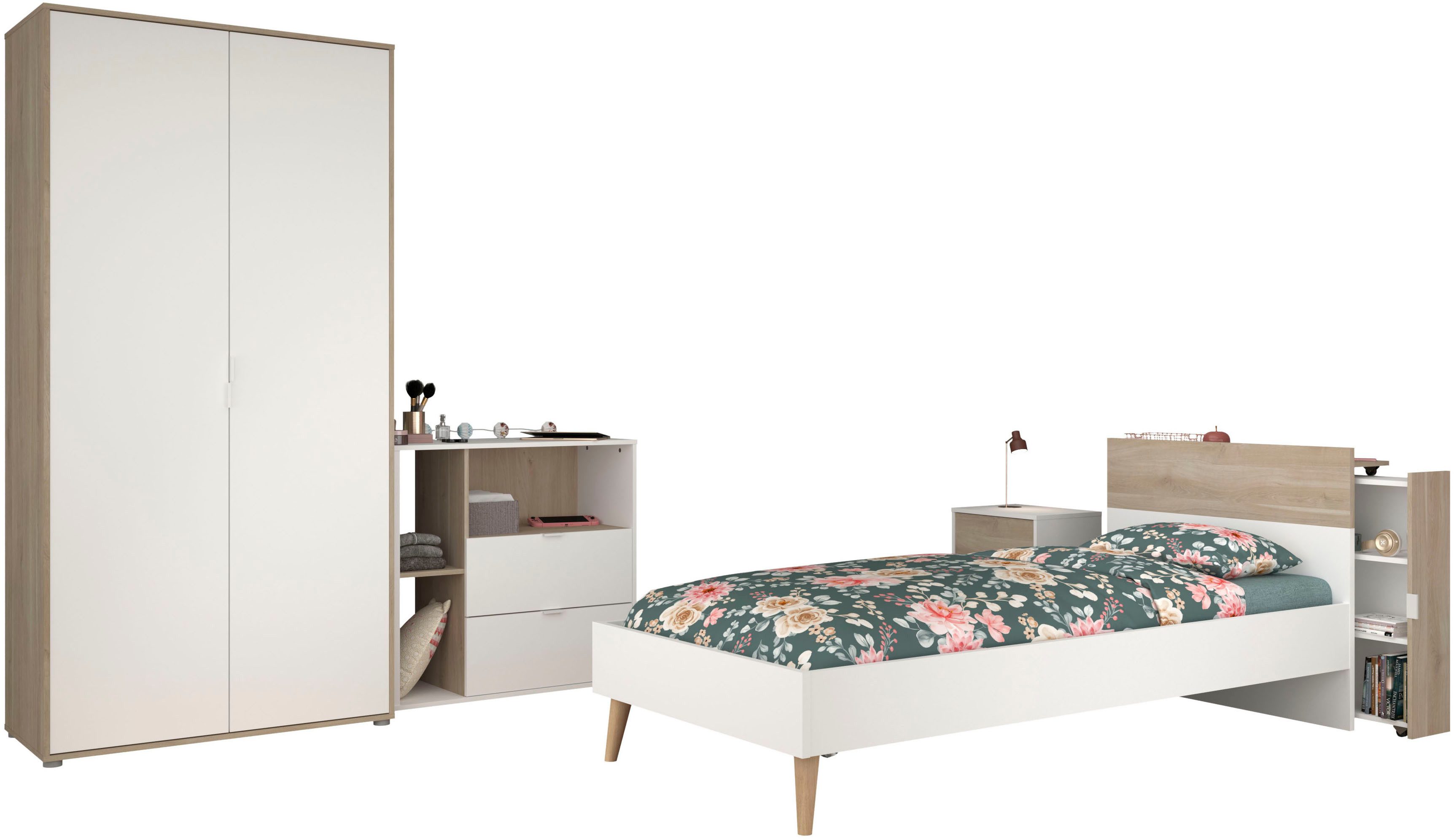 Parisot Tienerkamerset Aalborg 2 uittrekbaar rek aan het bed, veel opbergruimte, mooie uitstraling (set, 4-delig)
