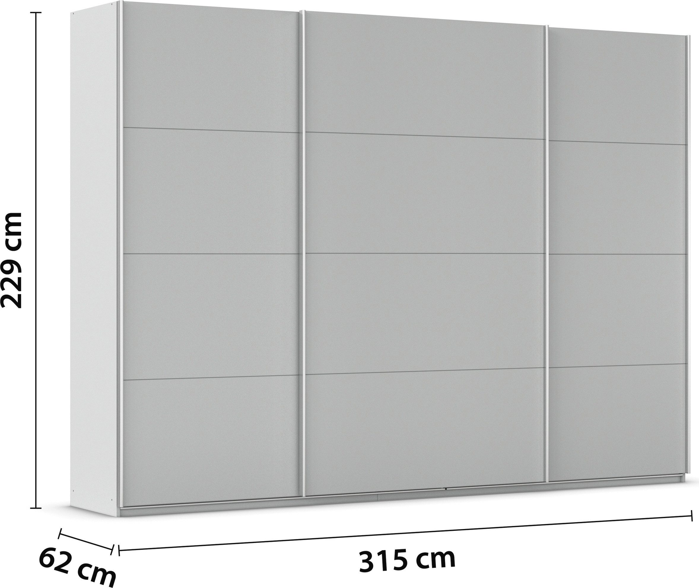 rauch Schuifdeurkast Kledingkast kast garderobe AGORDO met decor- of hoogglansfront doordachte binnenuitrusting, in 4 breedtes en 2 hoogtes made in germany