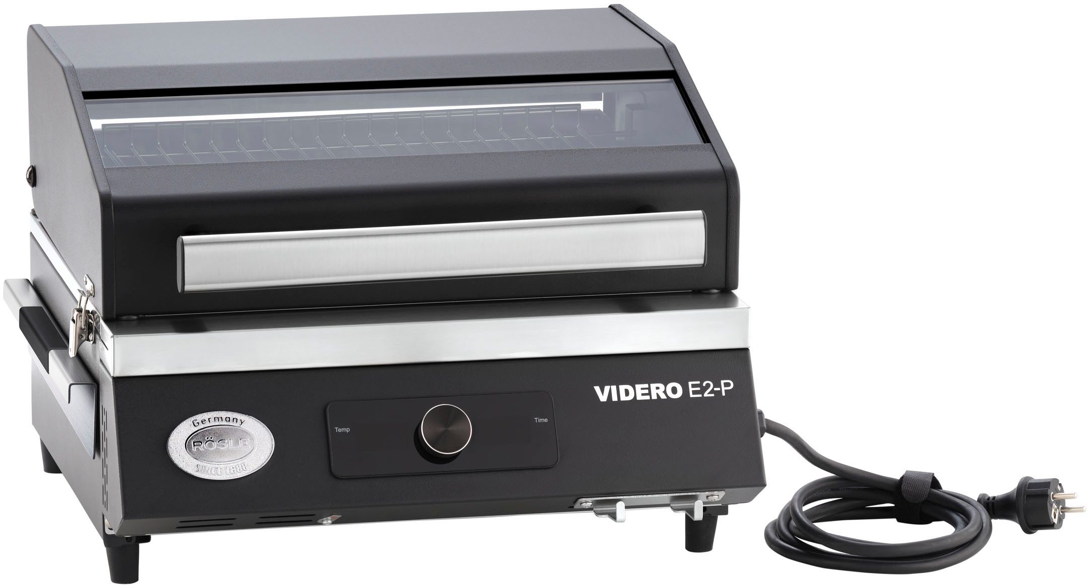 ROESLE Elektrische grill BBQ-Portable Videro E2-P draagbaar, variabele temperatuurregeling, kijkvenster