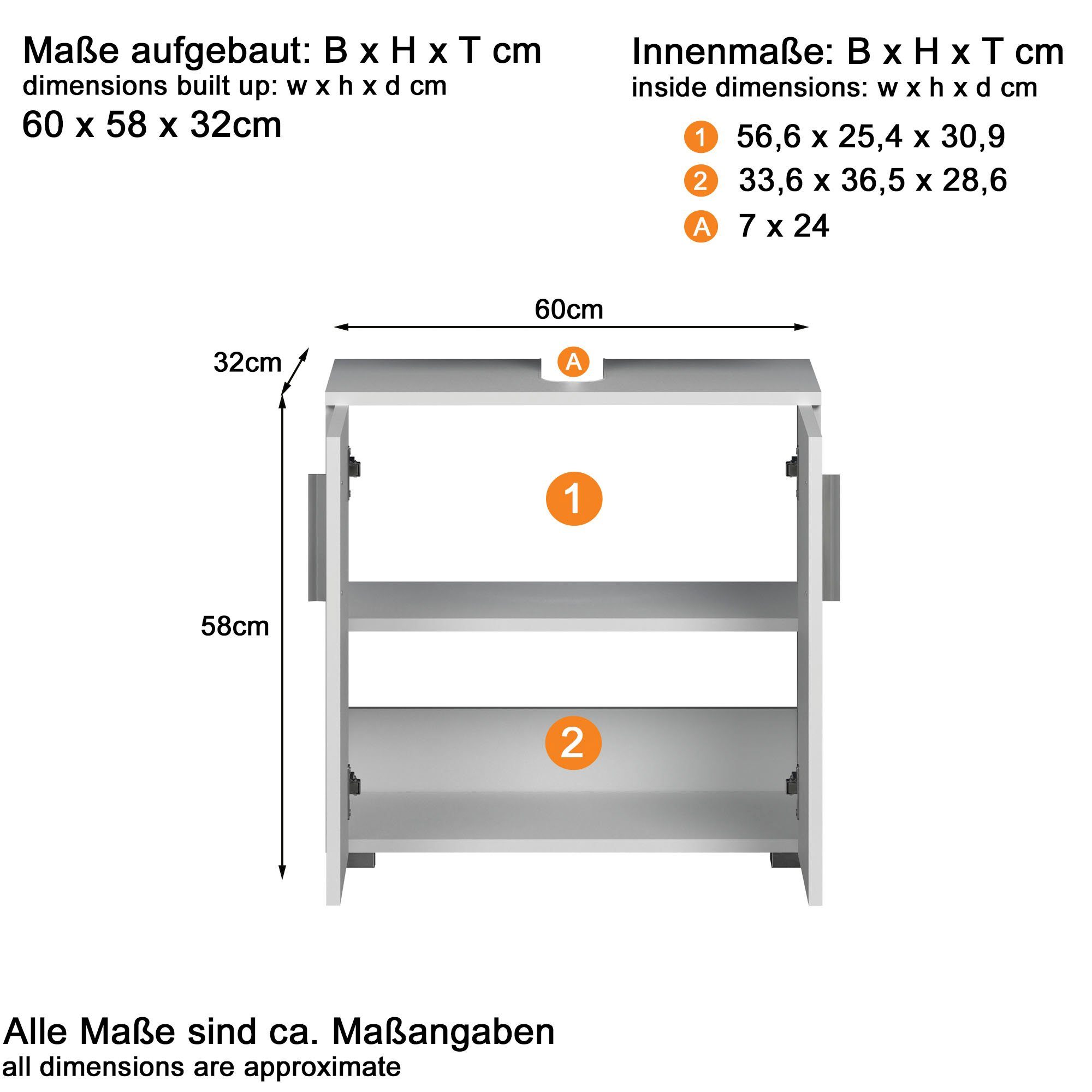 welltime Badkamerset Praag Hoge kast, wastafel en spiegelkast met verticale frezingen (set, 3 stuks)