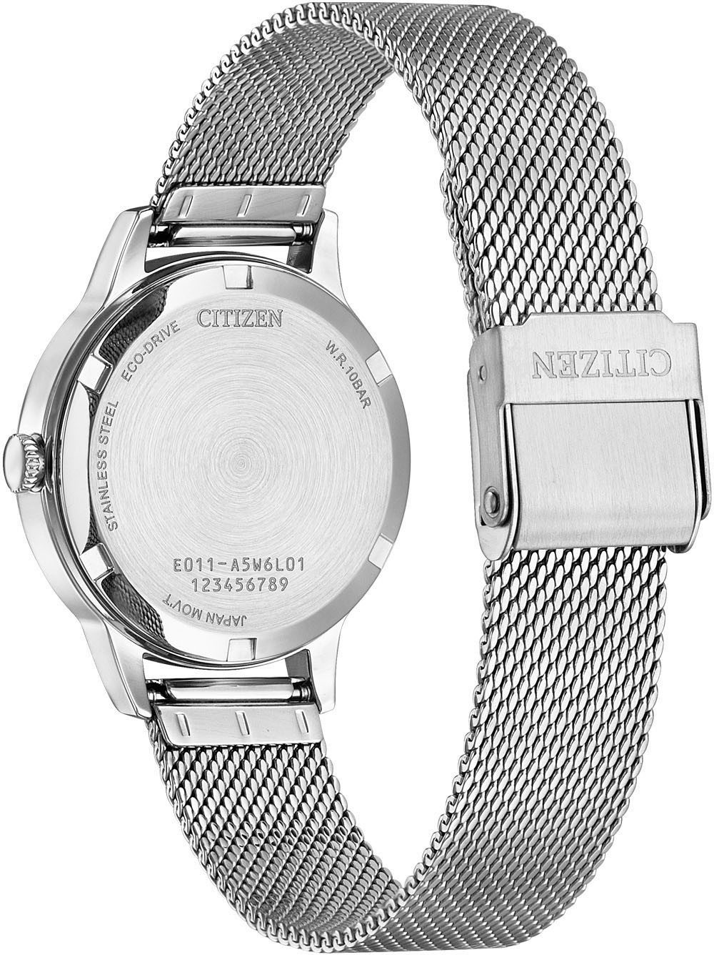 Citizen Solarhorloge Polshorloge, dameshorloge, roestvrijstalen band, analoog, datum, Eco-Drive