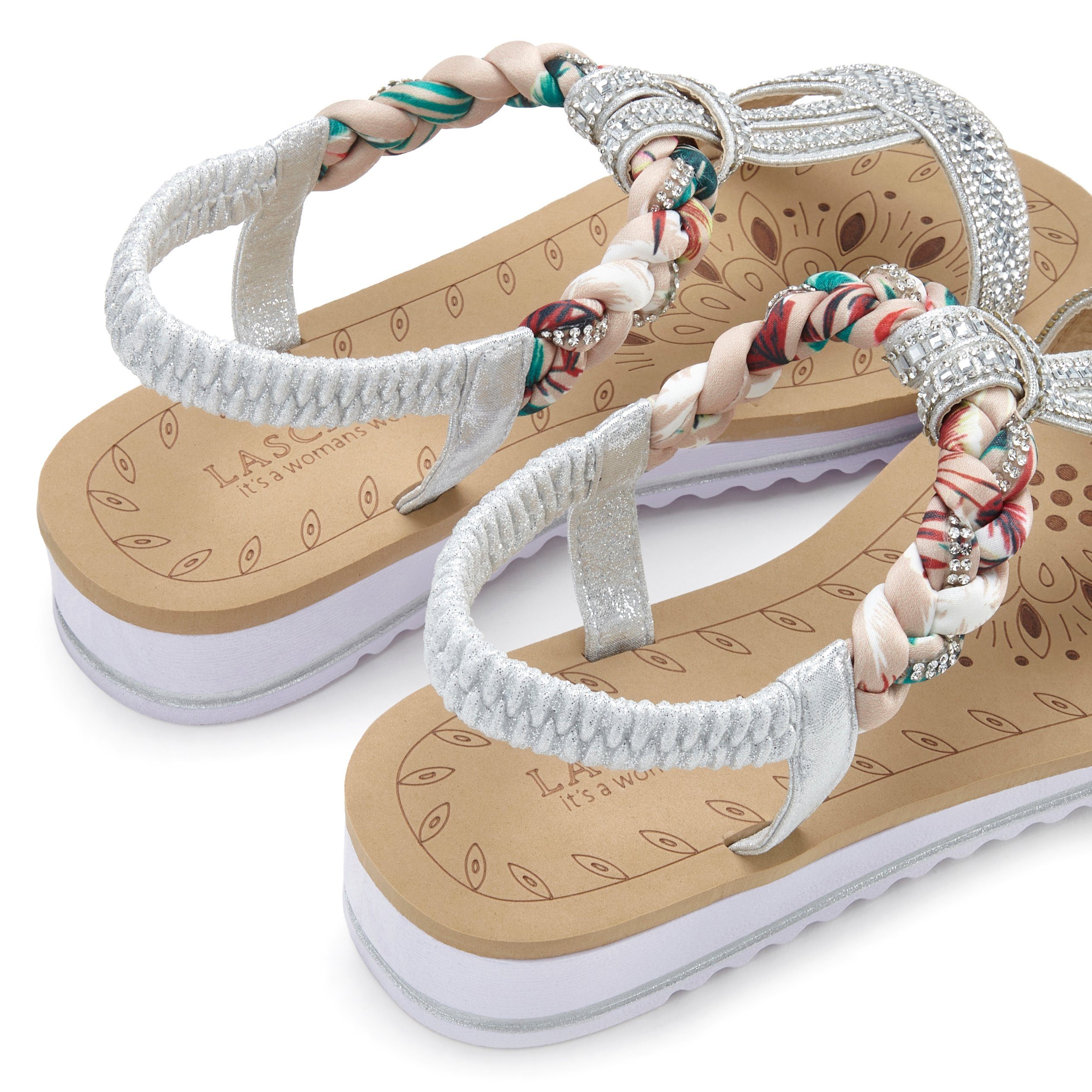 Lascana Sandalen met elastische bandjes, sierstenen, sandaaltje, zomerschoen