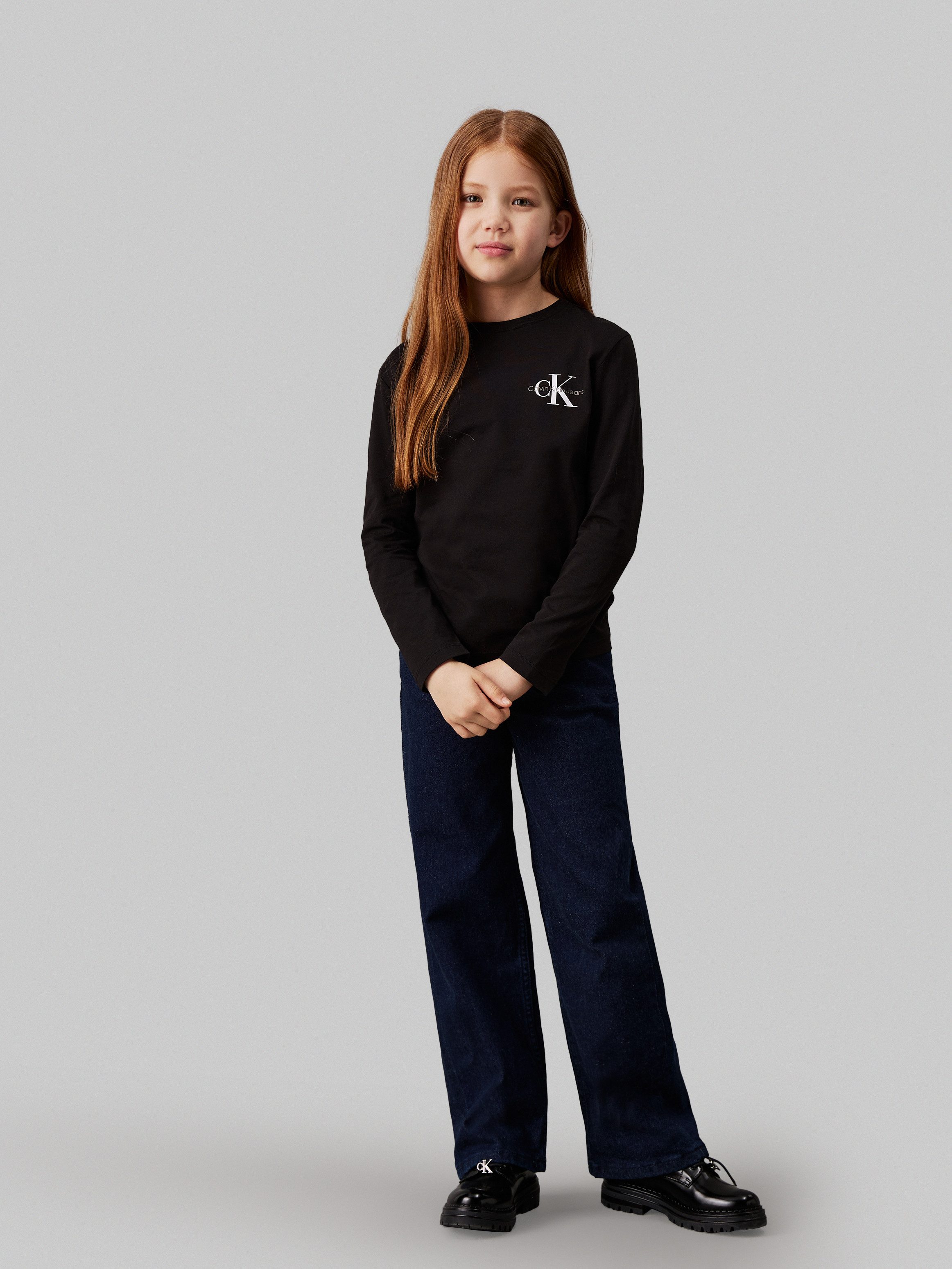 Calvin Klein Shirt met lange mouwen Chest Monologo Ls T-Shirt voor kinderen tot 16 jaar en met logo-opdruk