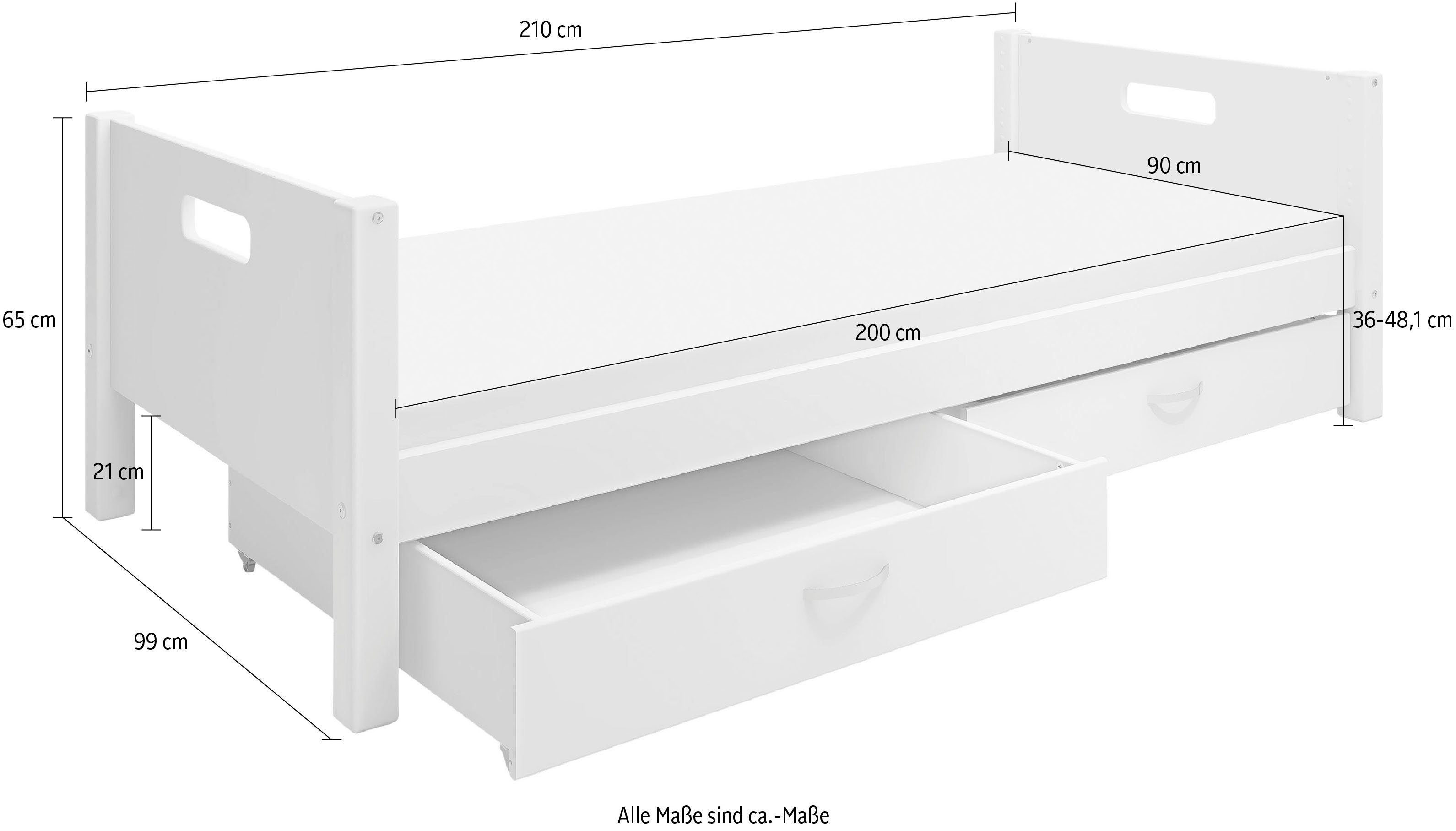 Thuka 1-persoonsledikant Nordic Kinderbed, Speelbed, Daybed, van de beste kwaliteit, stabiel, om te bouwen, met lades