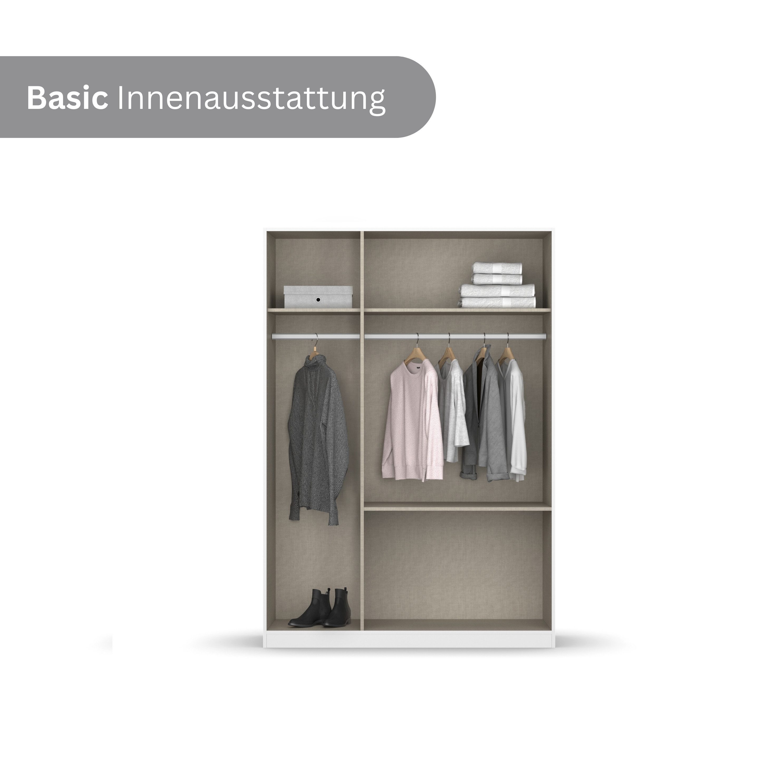 rauch Draaideurkast Kledingkast Kast Garderobe Wasmand COSTA in 3 Breedtes met spiegel, greeploos front en push-to-open functie made in germany