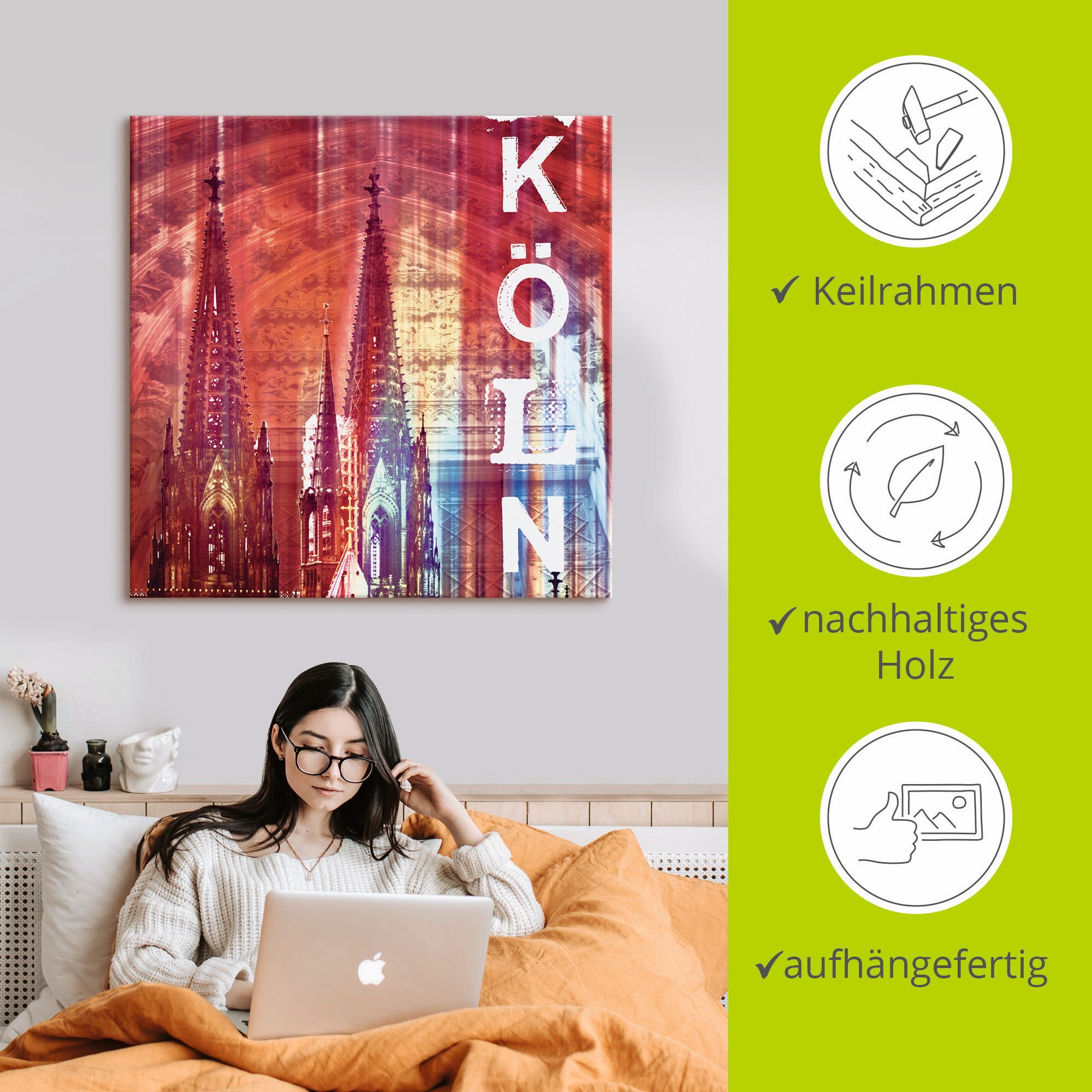 Artland Artprint op linnen Keulen Skyline collage II