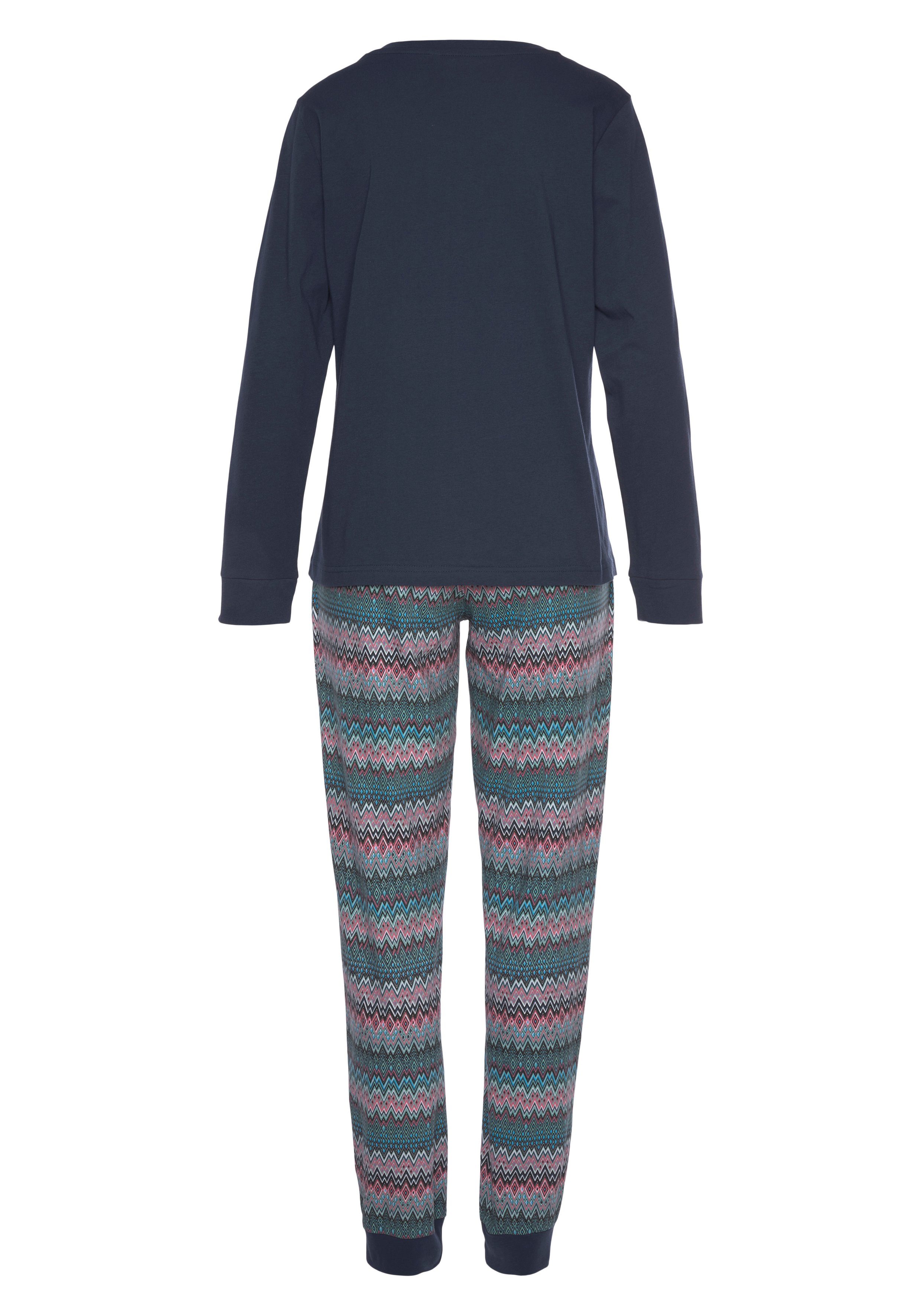 Vivance Dreams Pyjama met veelkleurig zigzagmotief (2-delig, 1 stuk)