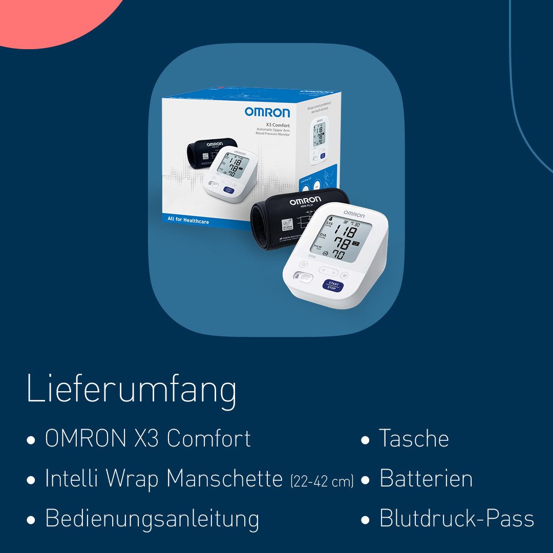 Omron Bovenarm-bloeddrukmeter X3 Comfort met indicator hoge bloeddruk