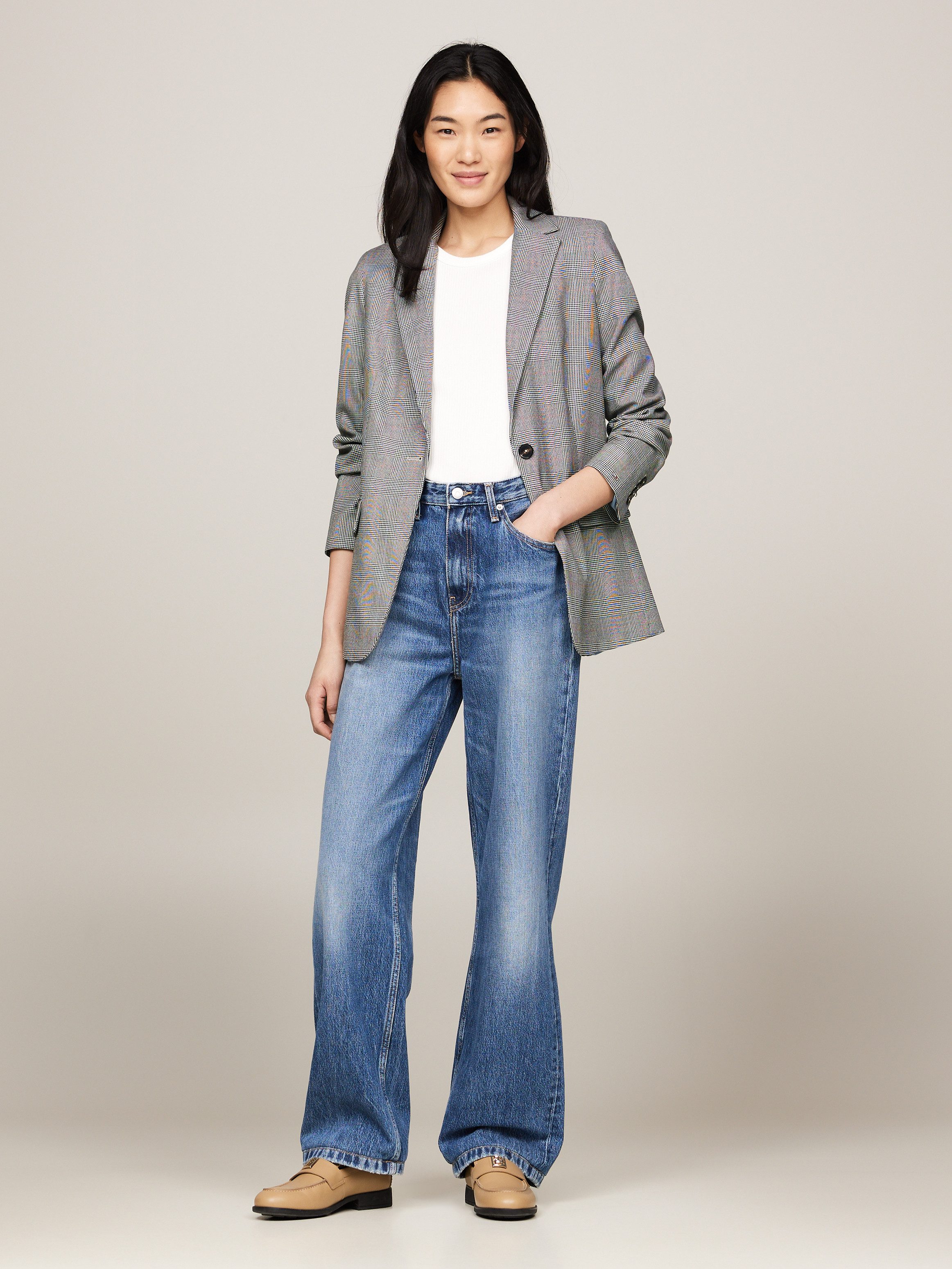 Tommy Hilfiger Korte blazer POW CHECK REGULAR BLAZER (Global Serie TH VROUWEN)