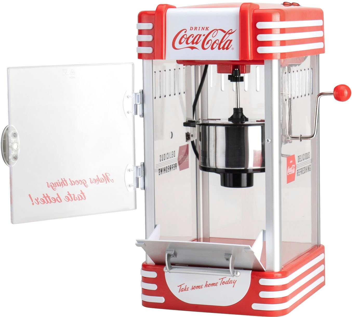 SALCO Popcornmachine Coca-Cola SNP-27CC Grote bereidingscontainer van 60 ml met geïntegreerd verwarmingssysteem