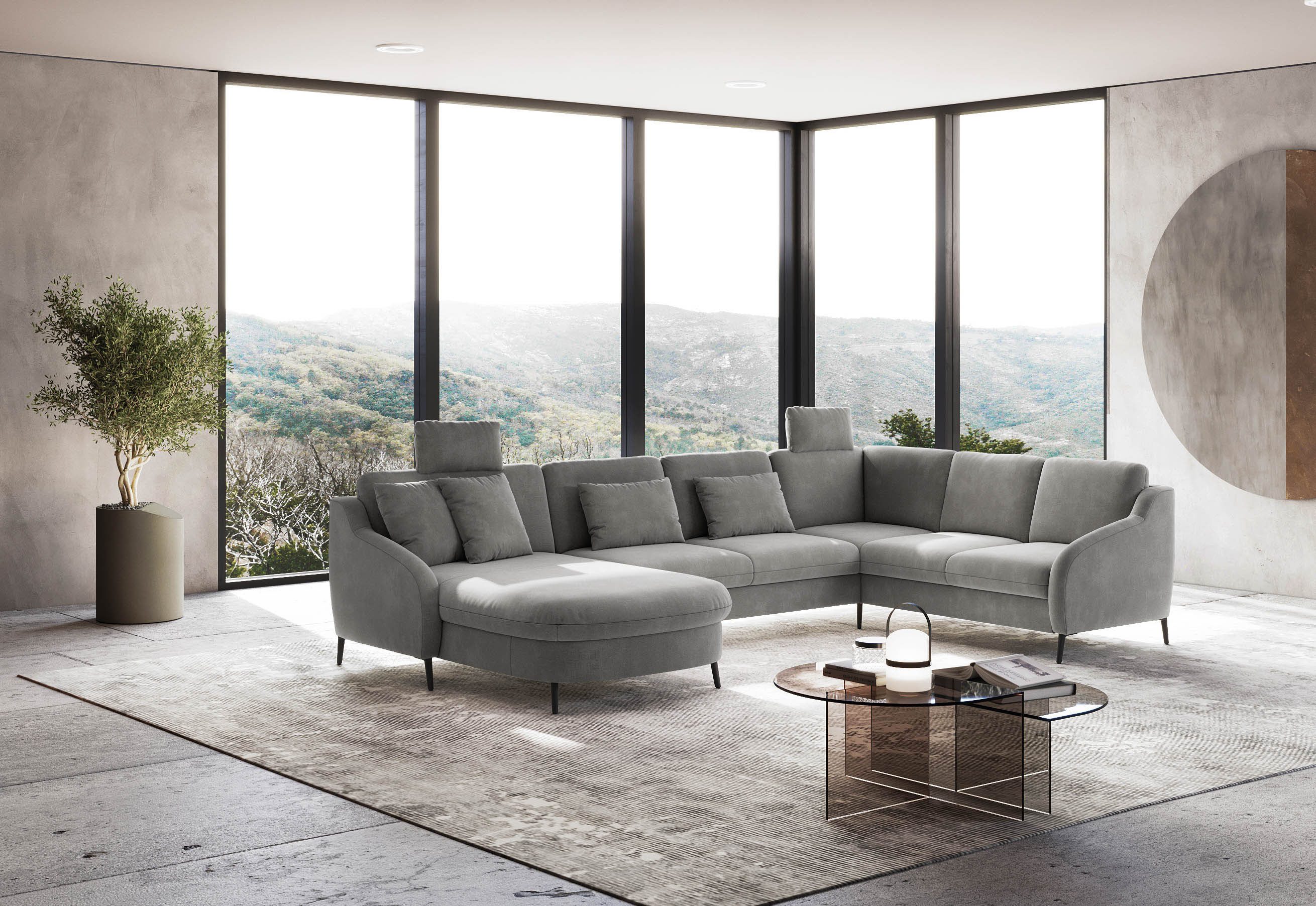sit&more Zithoek Soul U-model optioneel met bedfunctie en bedlade of lade