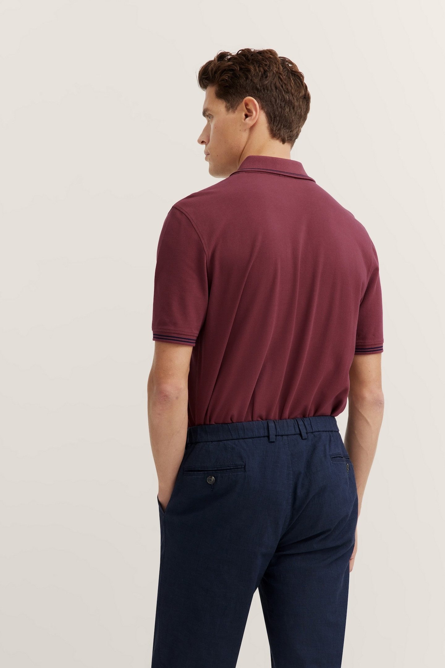 Bugatti Poloshirt met contraststrepen en borstborduursel