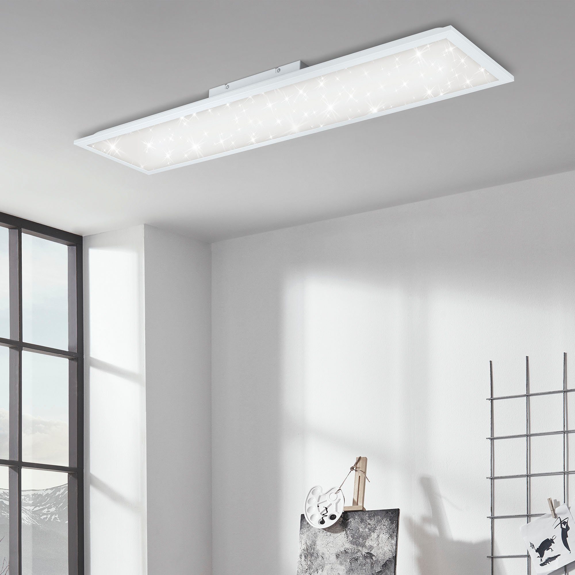 Briloner Leuchten Led-paneel 7308016 PALLAS Plafondlamp, 100x25x6,5 cm, wit, 24W, woonkamer, slaapkamer, keuken