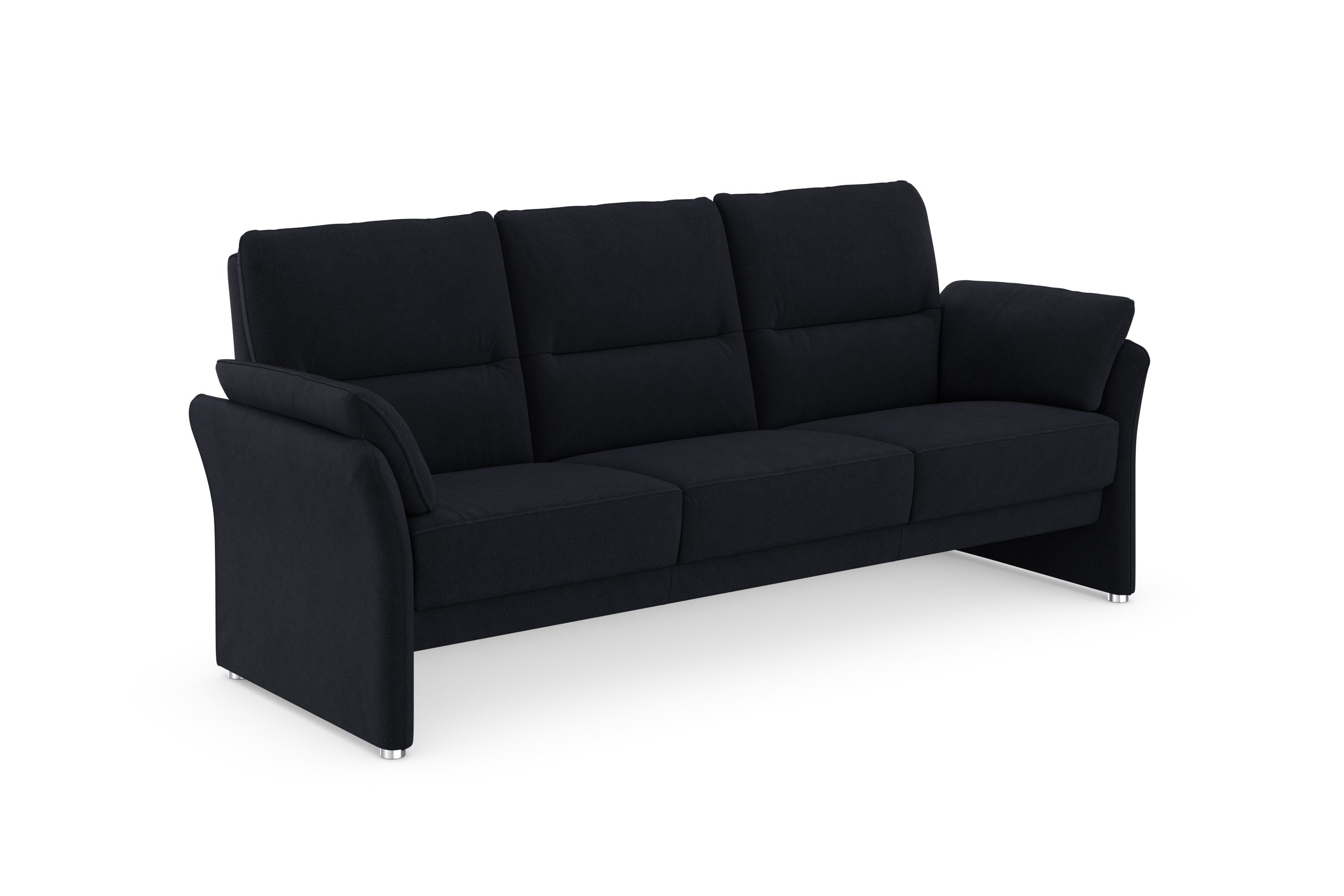 DOMO collection 3-zitsbank Pina, smalle armleuningen, met bonellvering, compact & elegant Hoge zitcomfort, luxe microvezel leerlook, grijs, breedte 219 cm