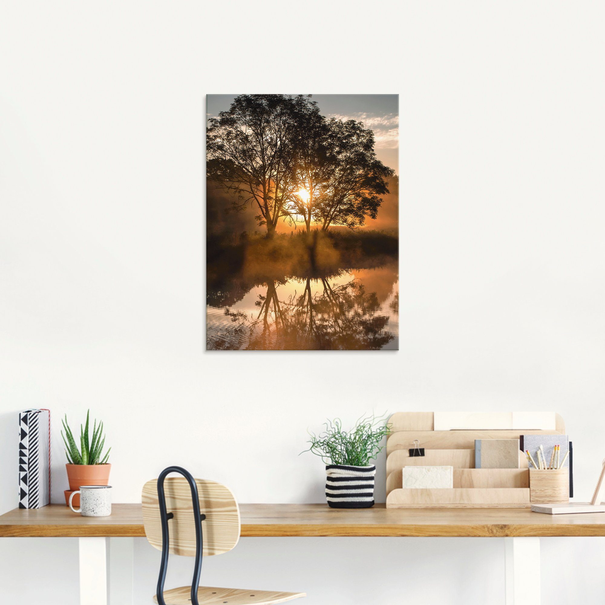 Artland Print op glas S Ochtends vroeg, als de dag ontwaakt