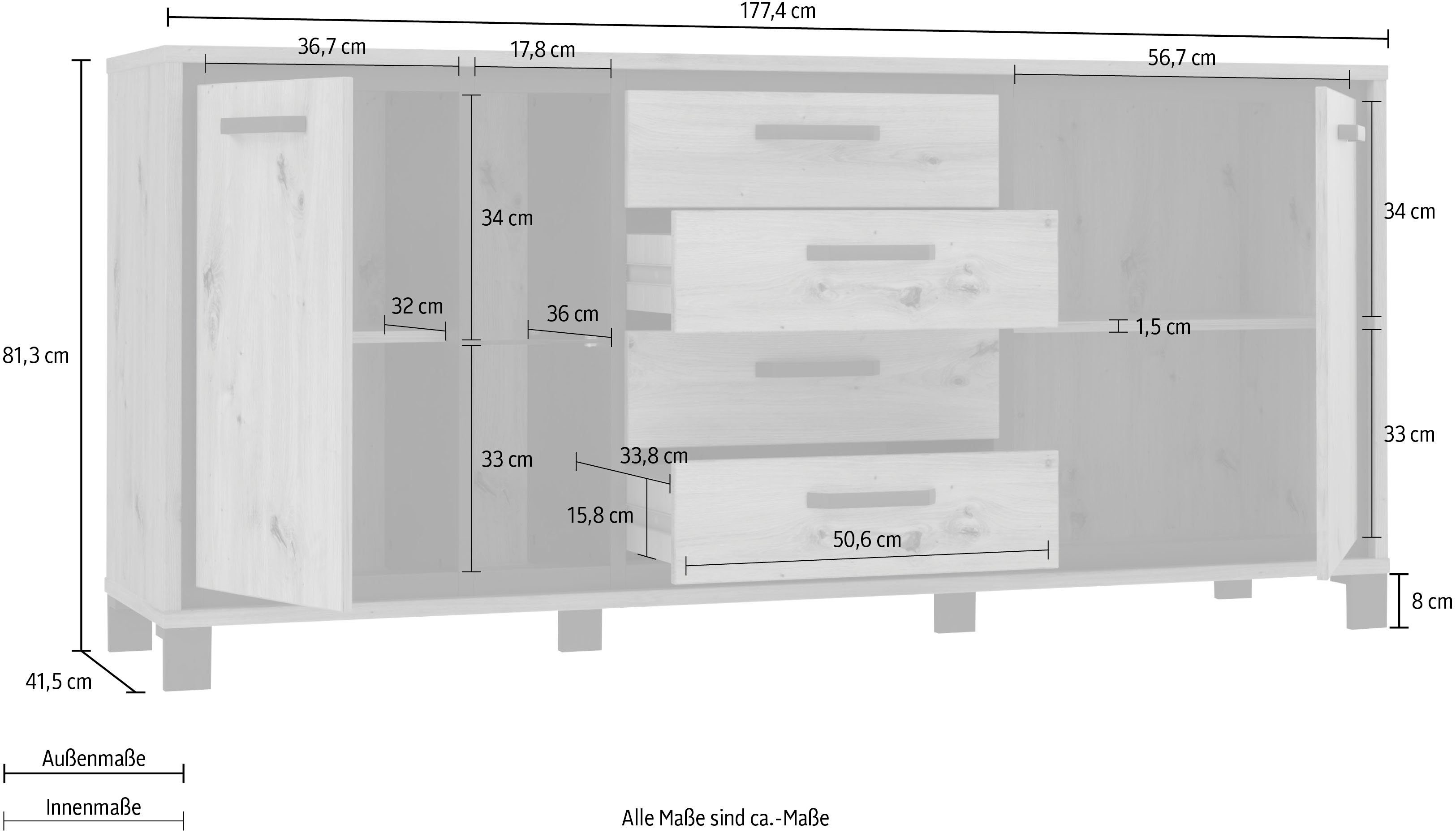 FORTE Dressoir Trondheim Breedte 177 cm