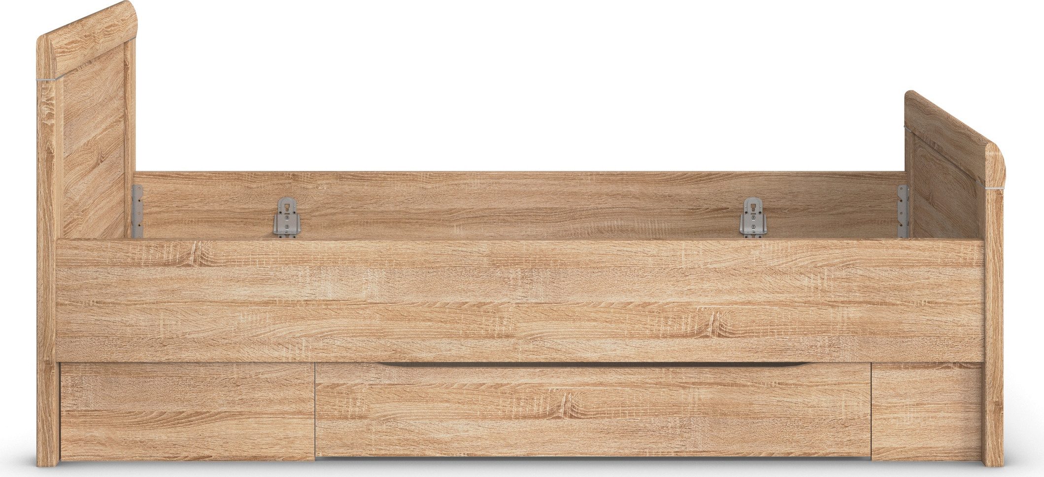 rauch Ledikant met bergruimte Bed Eenpersoons Stollenbed Bedkasten EVELYN in comfortabele hoogte met houten hoofdeinde en lades made in germany