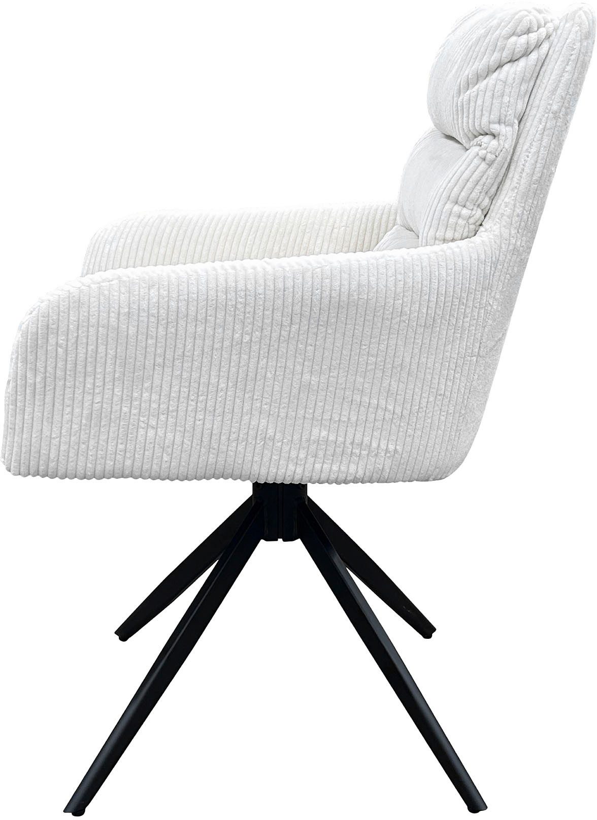 byLIVING Eetkamerstoel Pura (2-stuks set) Zitkuip 360° draaibaar, zwart metaal, armleuningstoel, diverse kleuren (set)