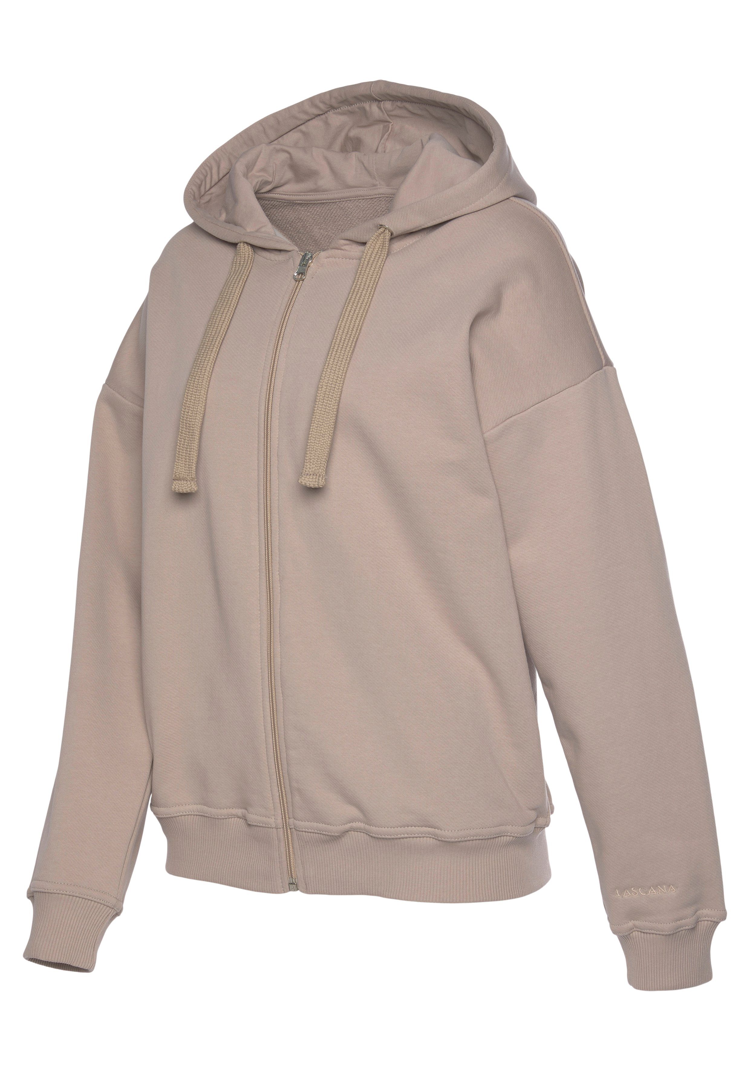 Lascana Sweatvest -lounge jas van biologische katoen, loungewear