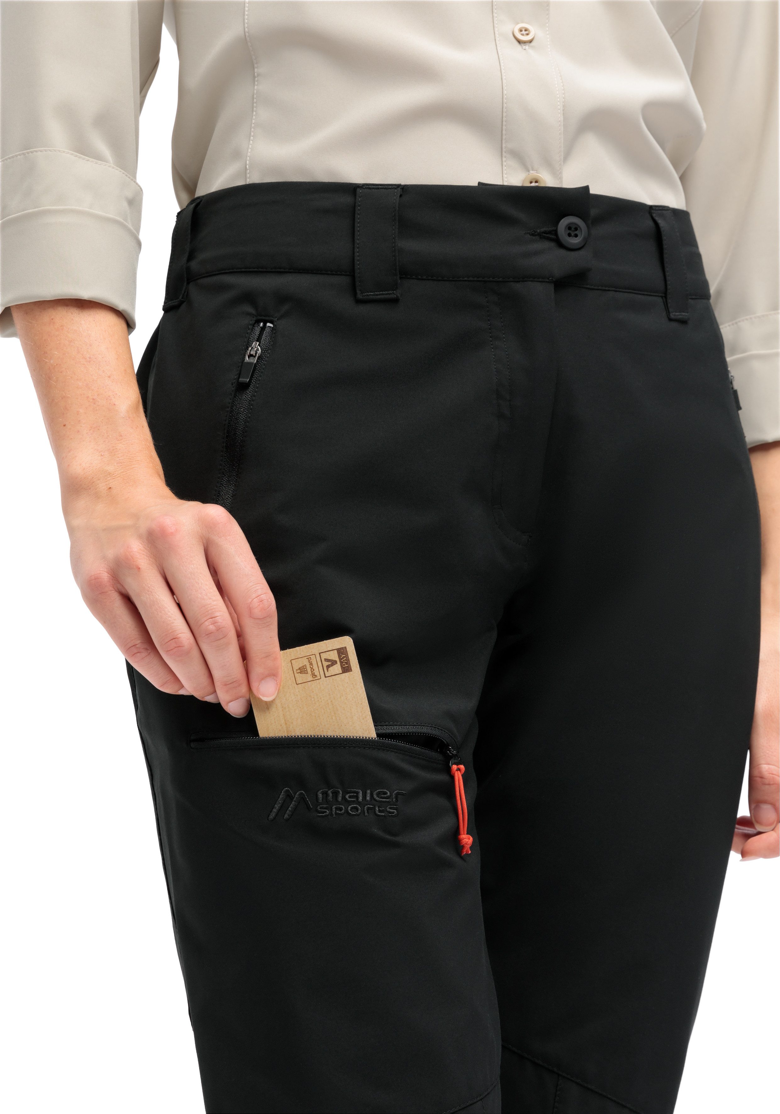 Maier Sports Outdoorbroek Lulaka loop Dames wandelbroek, functionele broek met zakken + riem, regular fit