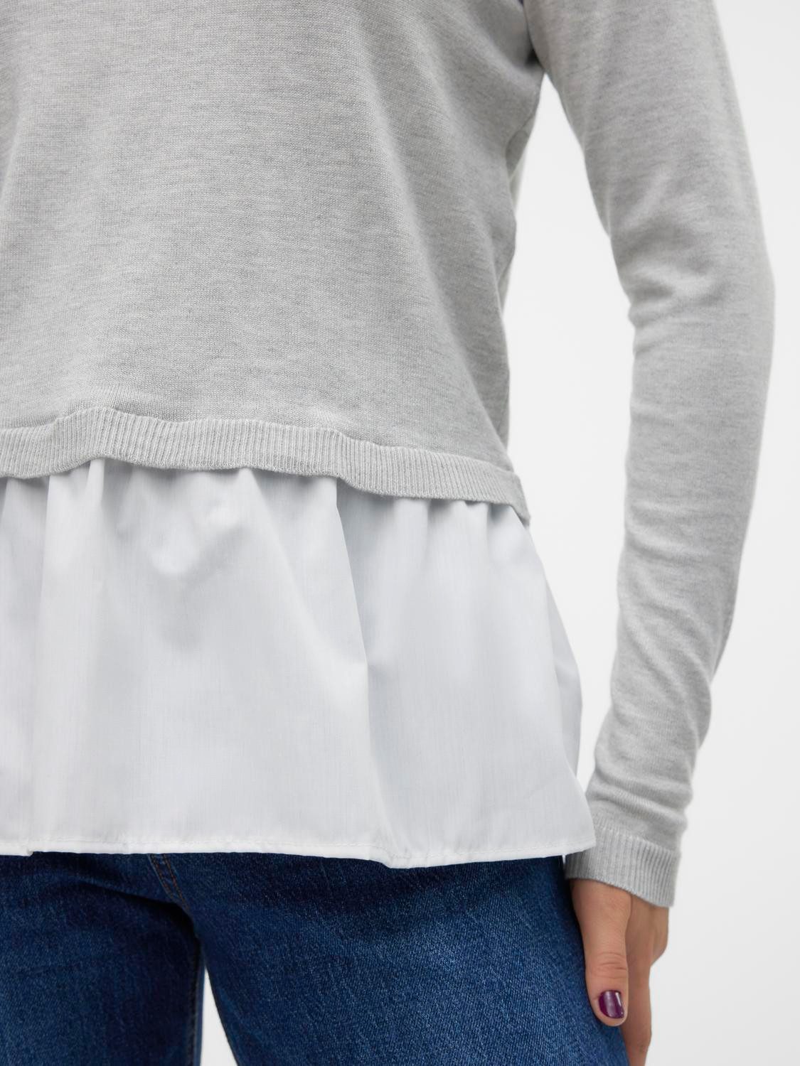 Vero Moda Trui met ronde hals VMJOSE LS O-NECK WVN MIX PULLOVER GA BOO