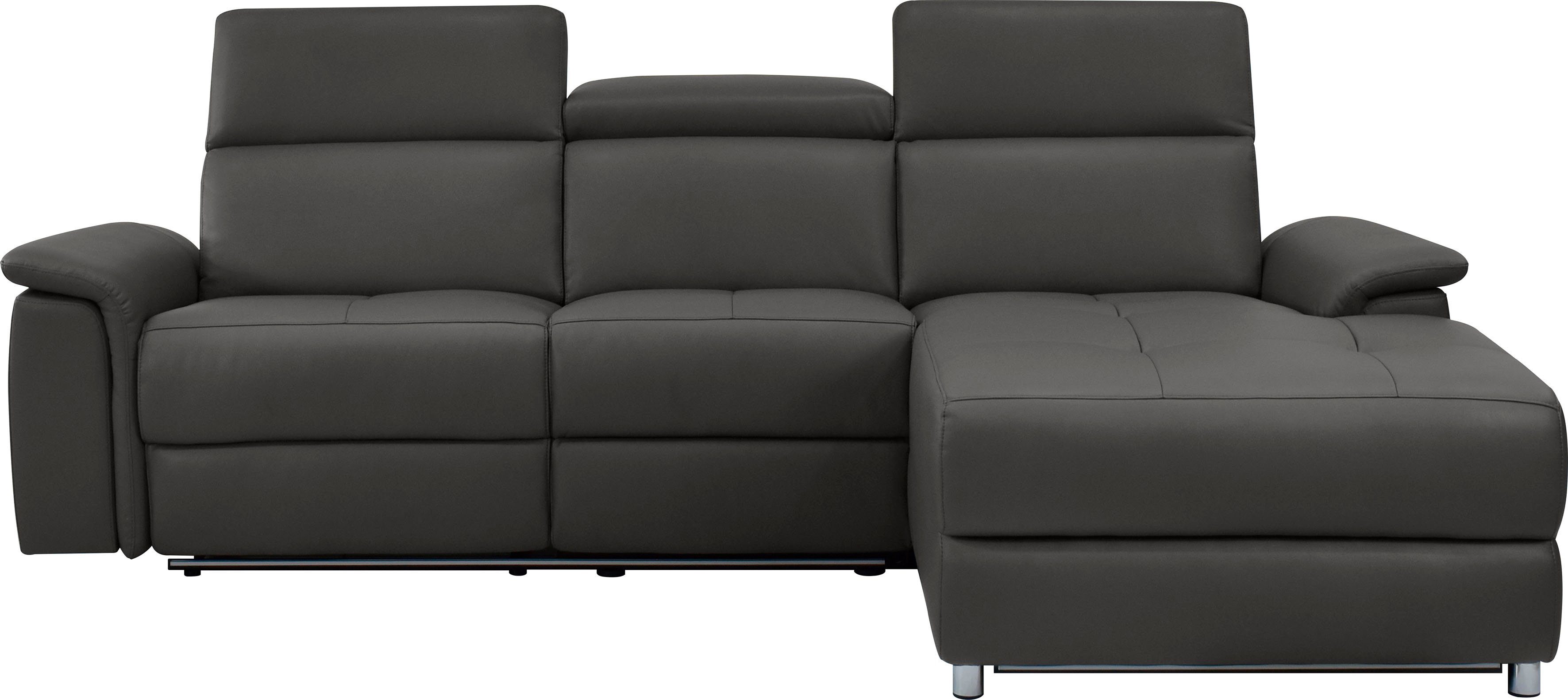 Places of Style Hoekbank Pareli, L-model, 259 cm, met récamier, echt leer, imitatieleer, weefstof bruin, hoekbanken, Elektrische relaxfunctie aan de