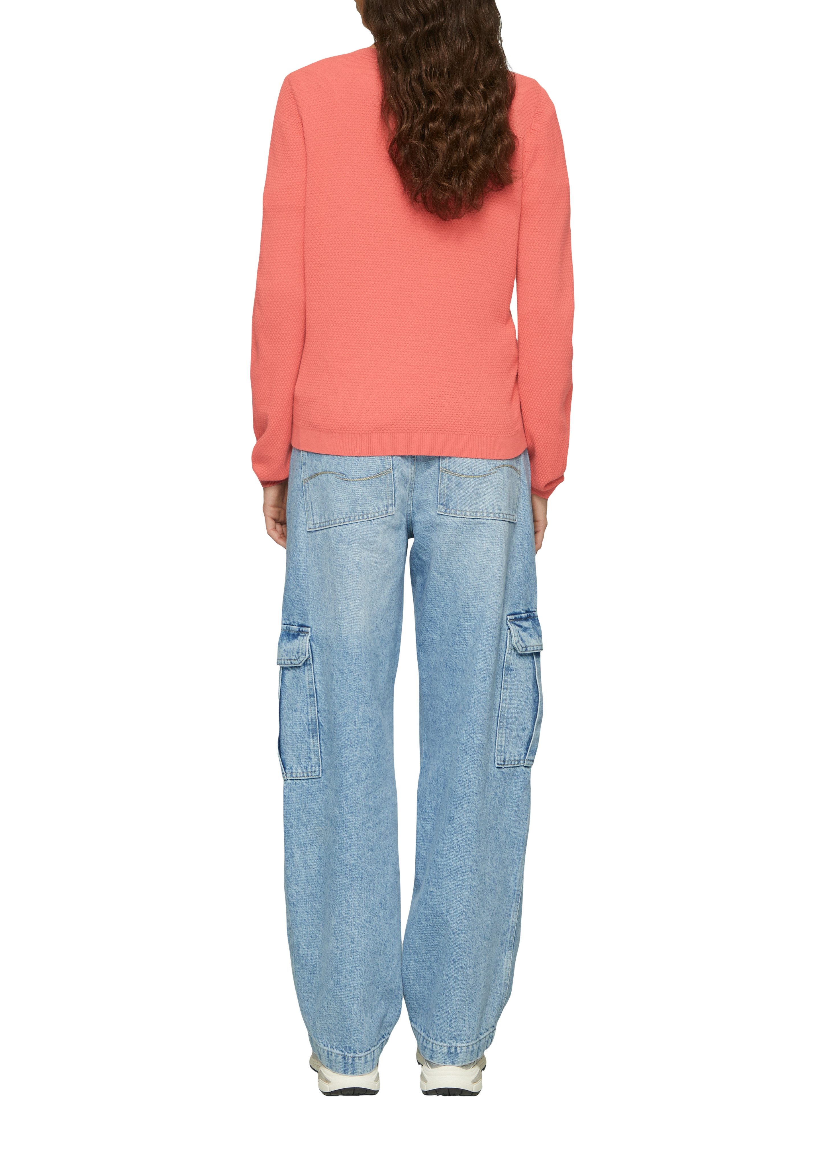 Q/S designed by Trui met ronde hals in tricot-look