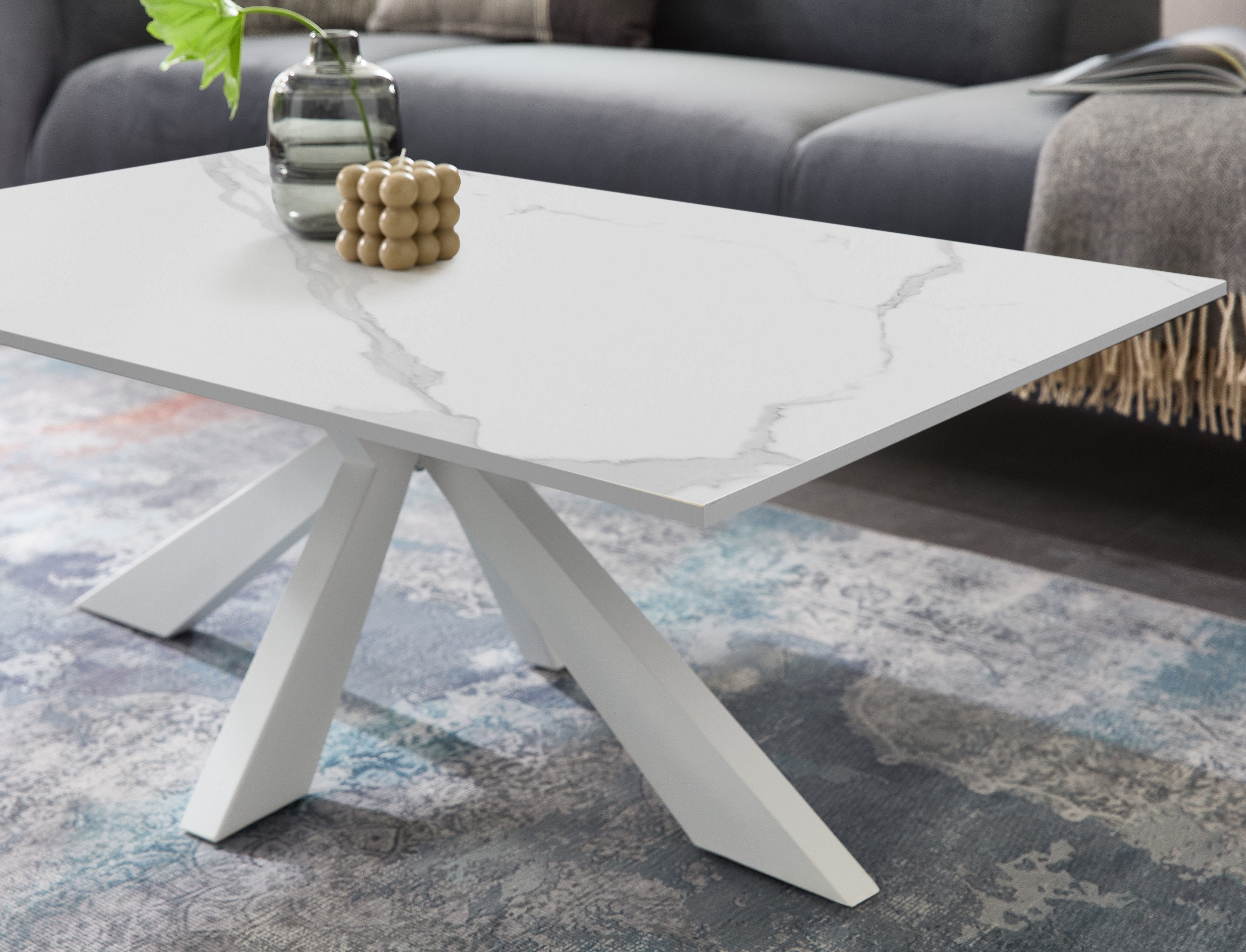 Stolkom Salontafel Noah salontafel keramiek, wit gemarmerd, BxHxD 110x40x70 cm