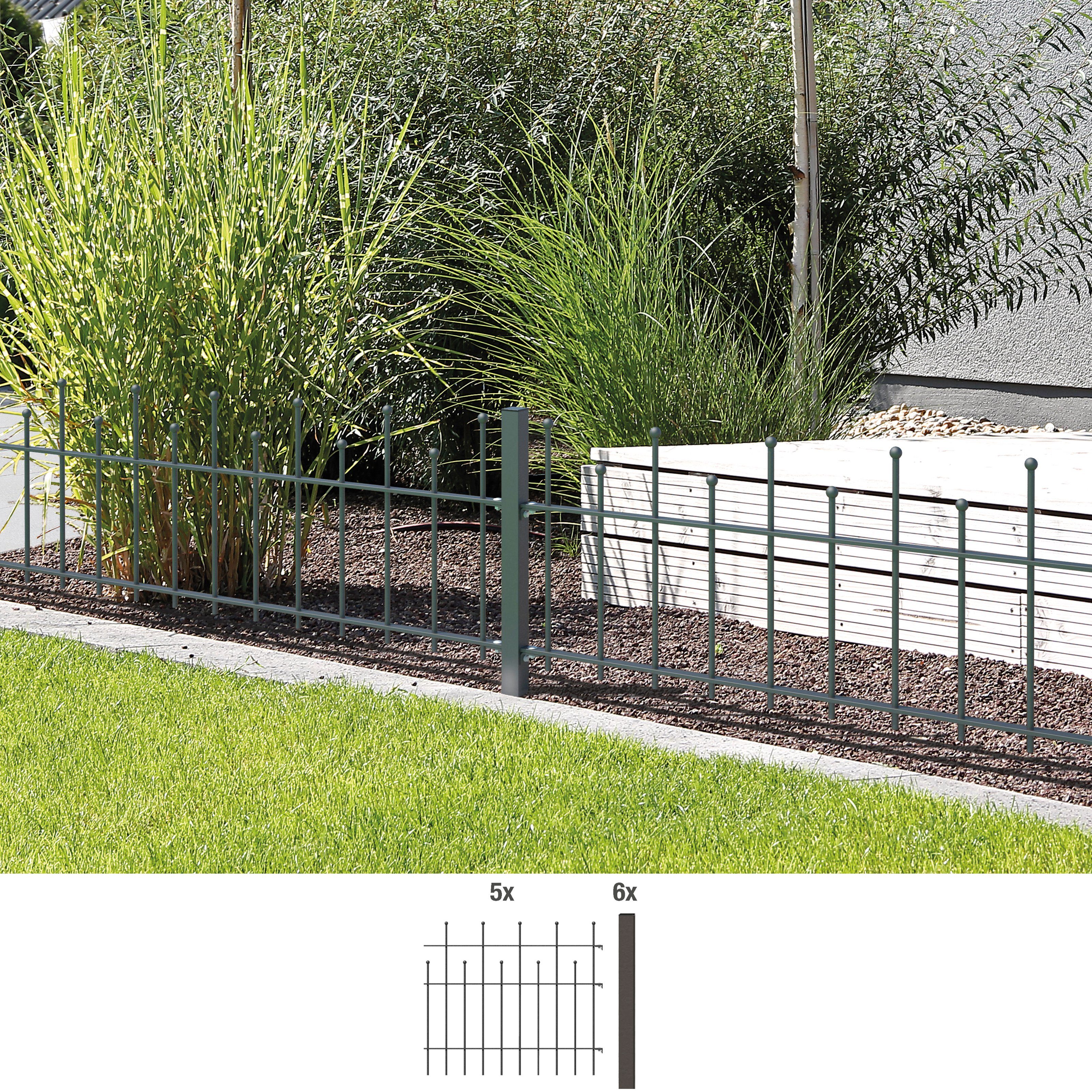 GAH Alberts Metalen hek Madrid Hoogte: 49,5, 73,5 en 98,5 cm, totale lengte: 10 m, om vast te schroeven (set)