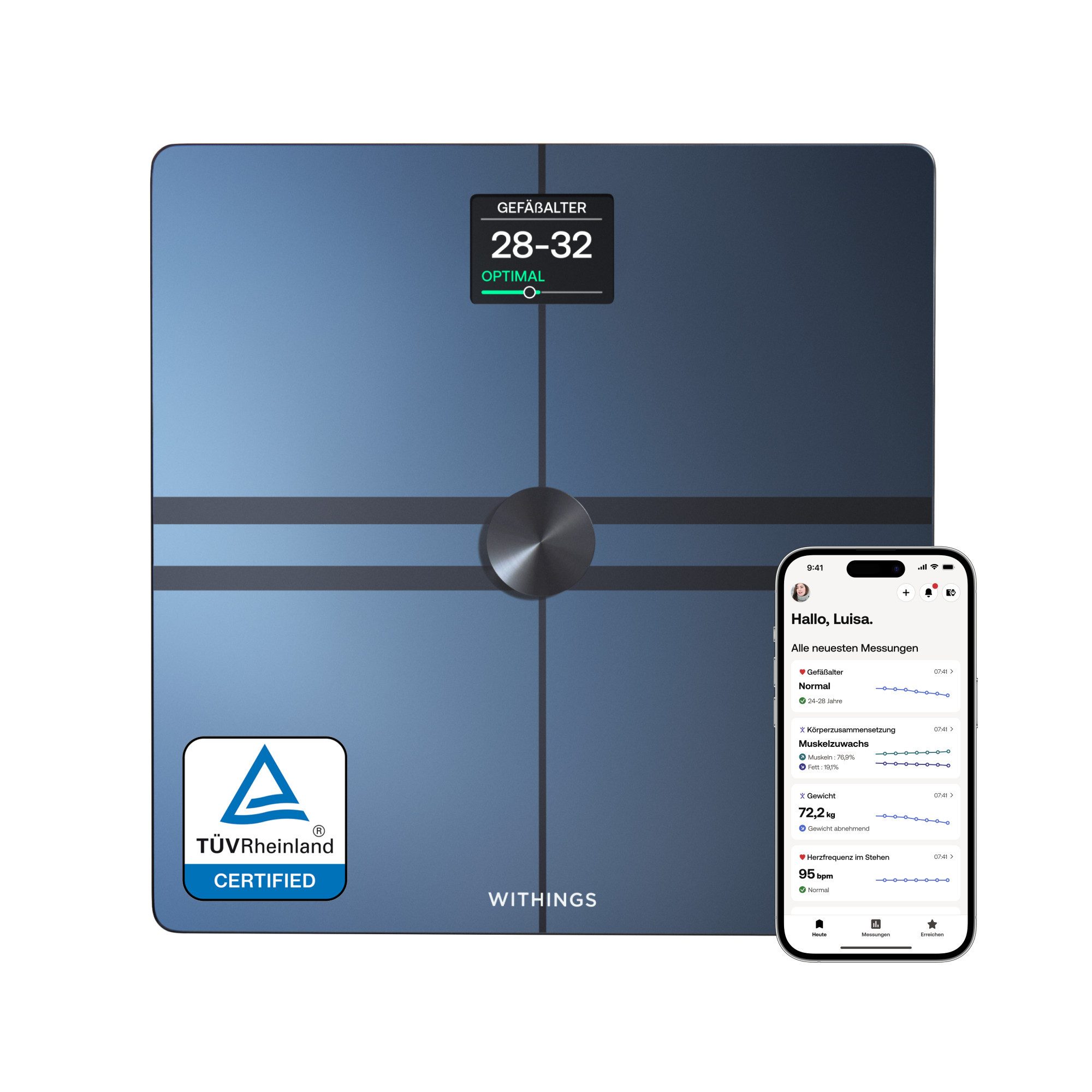Withings Personenweegschaal Body Comp, Wi-Fi of Bluetooth-connectiviteit speciale modi voor zwangerschap, baby's en atleten