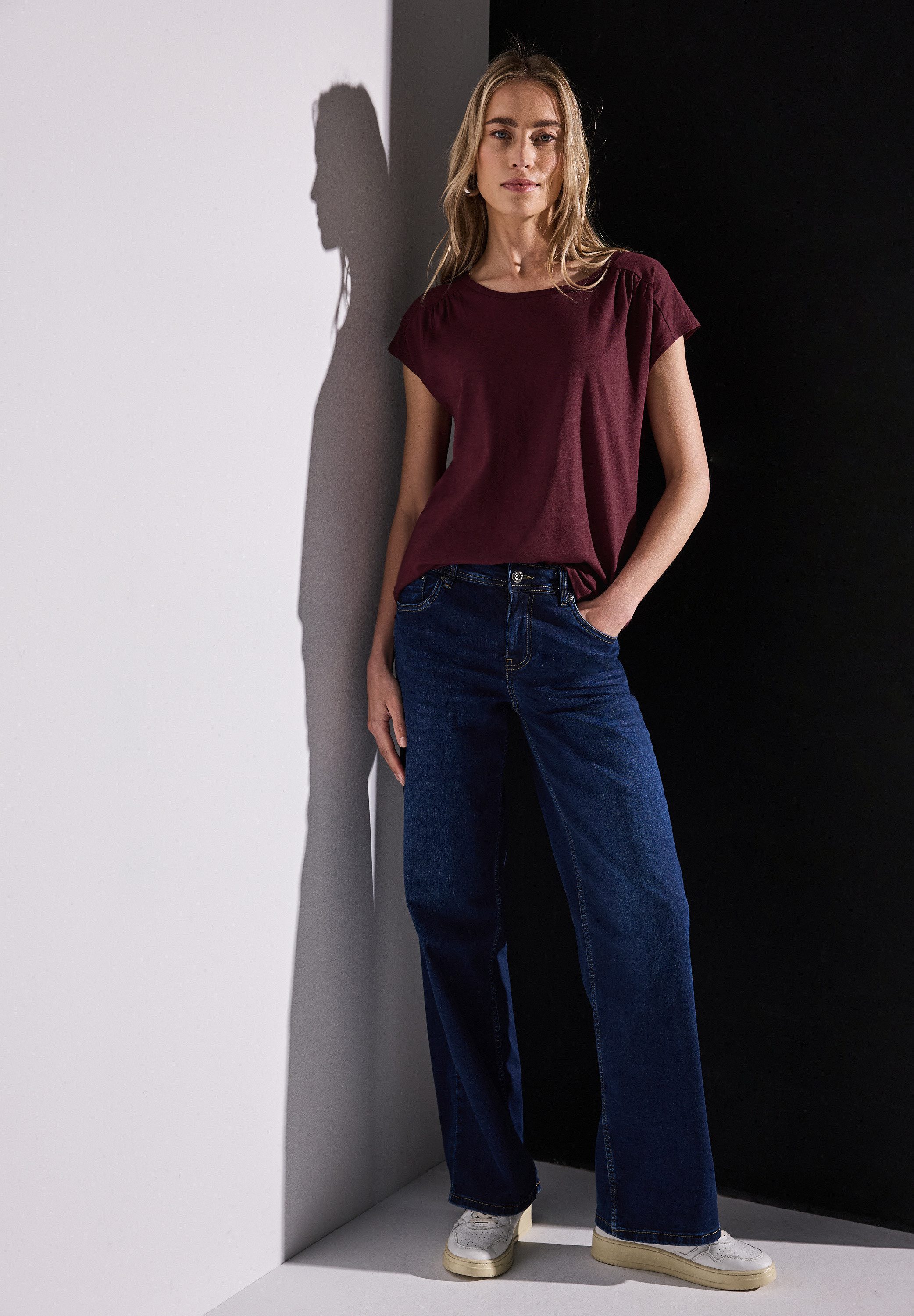 STREET ONE Shirttop met aanrimpeling op de schouder