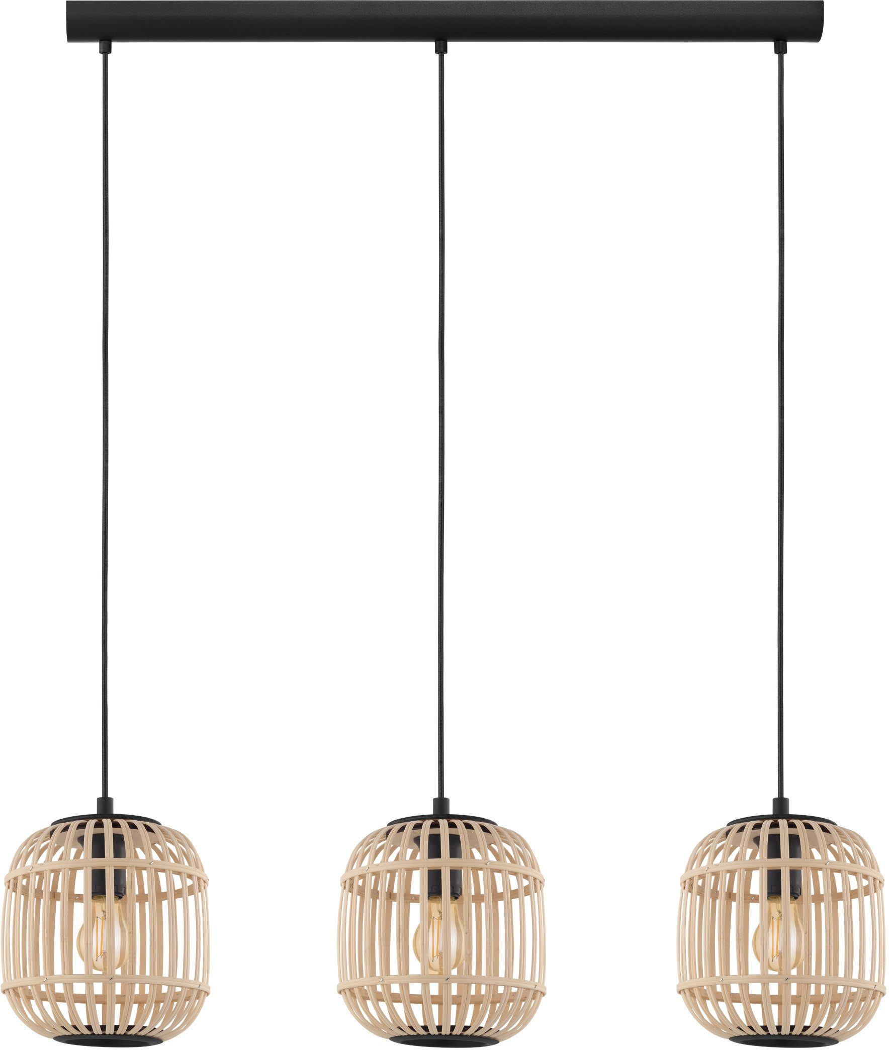 EGLO Hanglamp BORDESLEY zwart / l91 x h110 x b21 cm / excl. 3x e27 (elk max. 28w) / eettafel