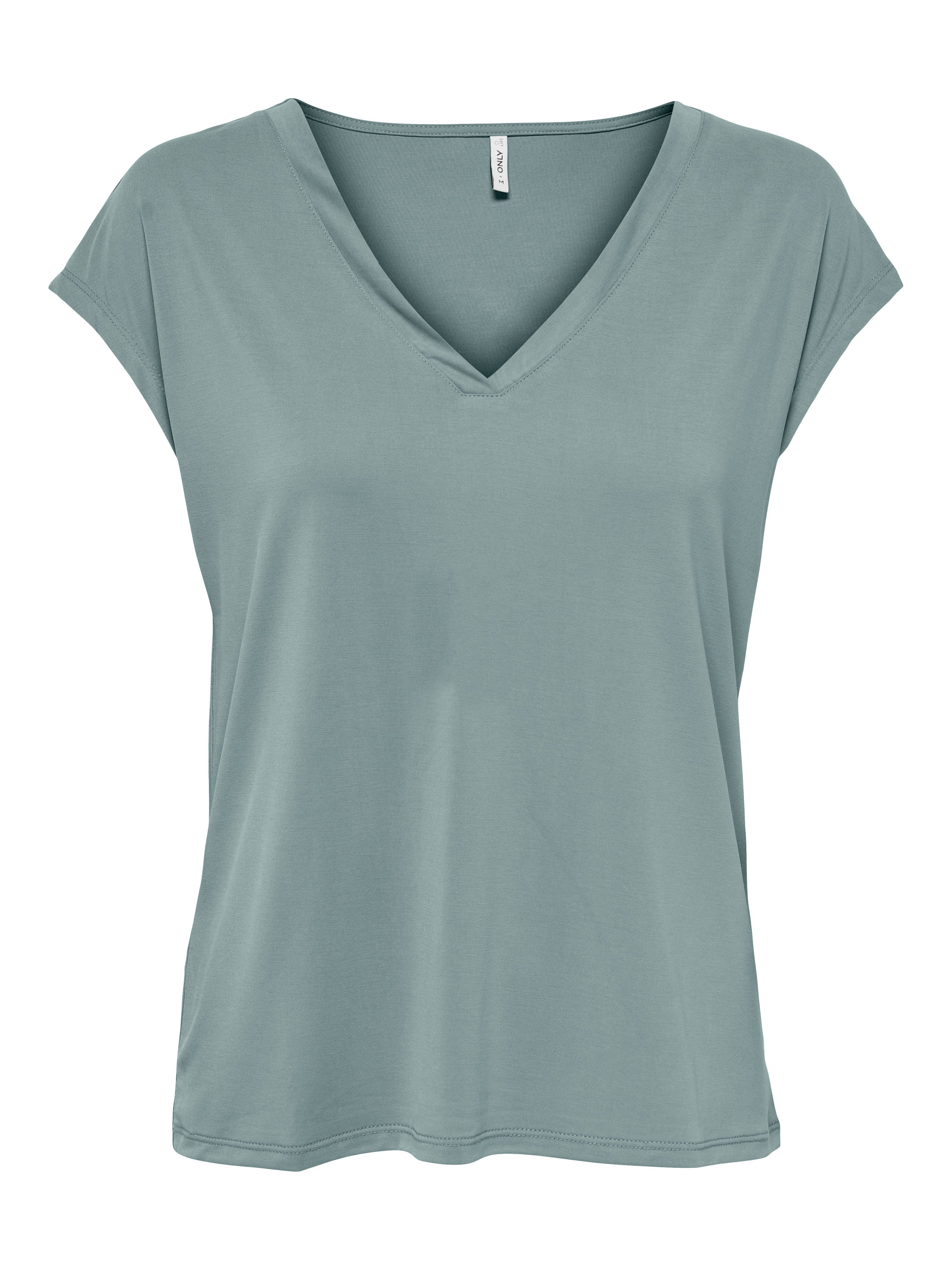 Only Shirt met V-hals ONLFREE S/S MODAL V-NEC TOP BOX JRS NOOS