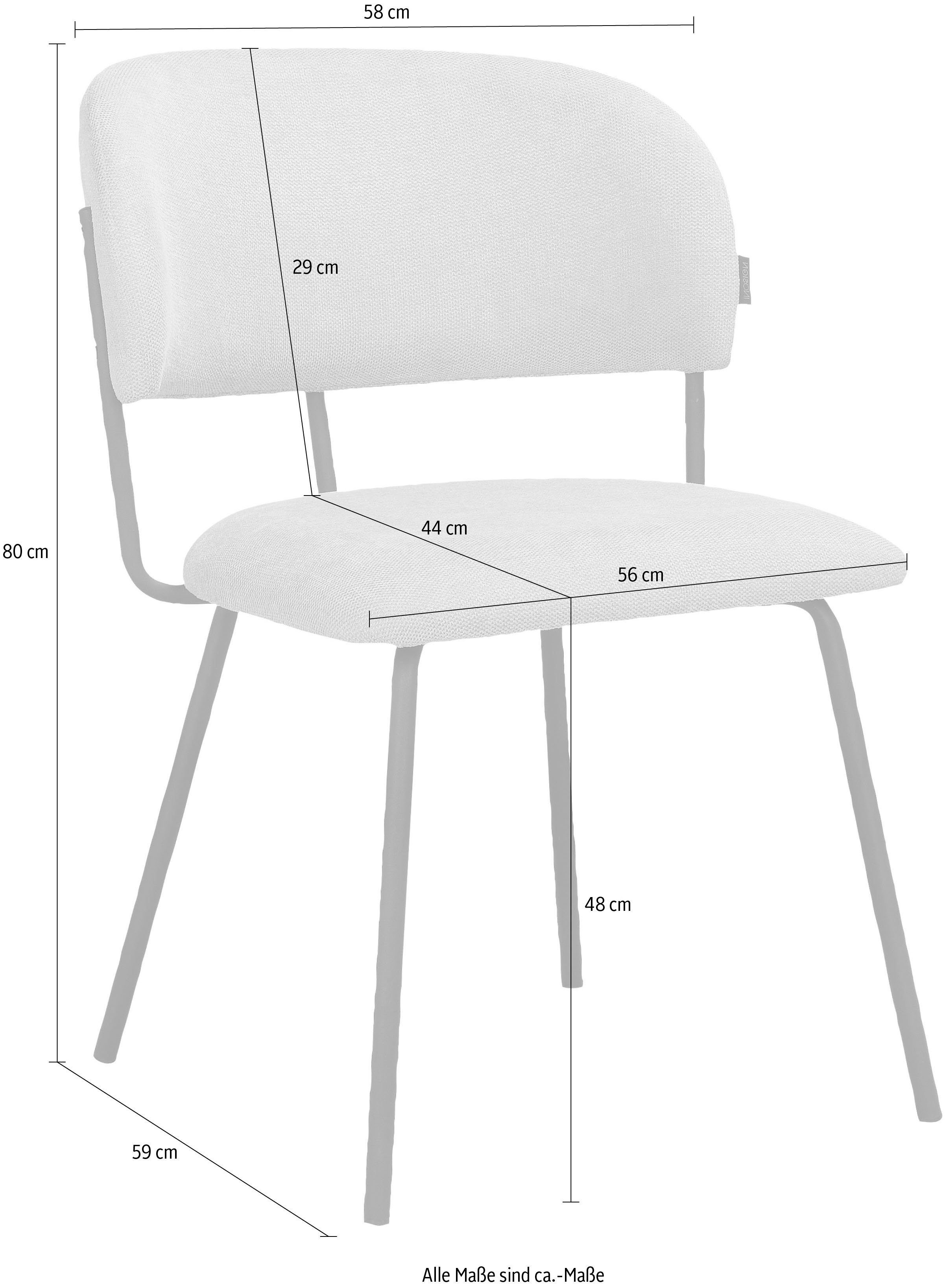 INOSIGN Eetkamerstoel Taous Zitting en rugleuning met bekleding, met onderstel van metaal, zithoogte 48 cm (2 stuks)