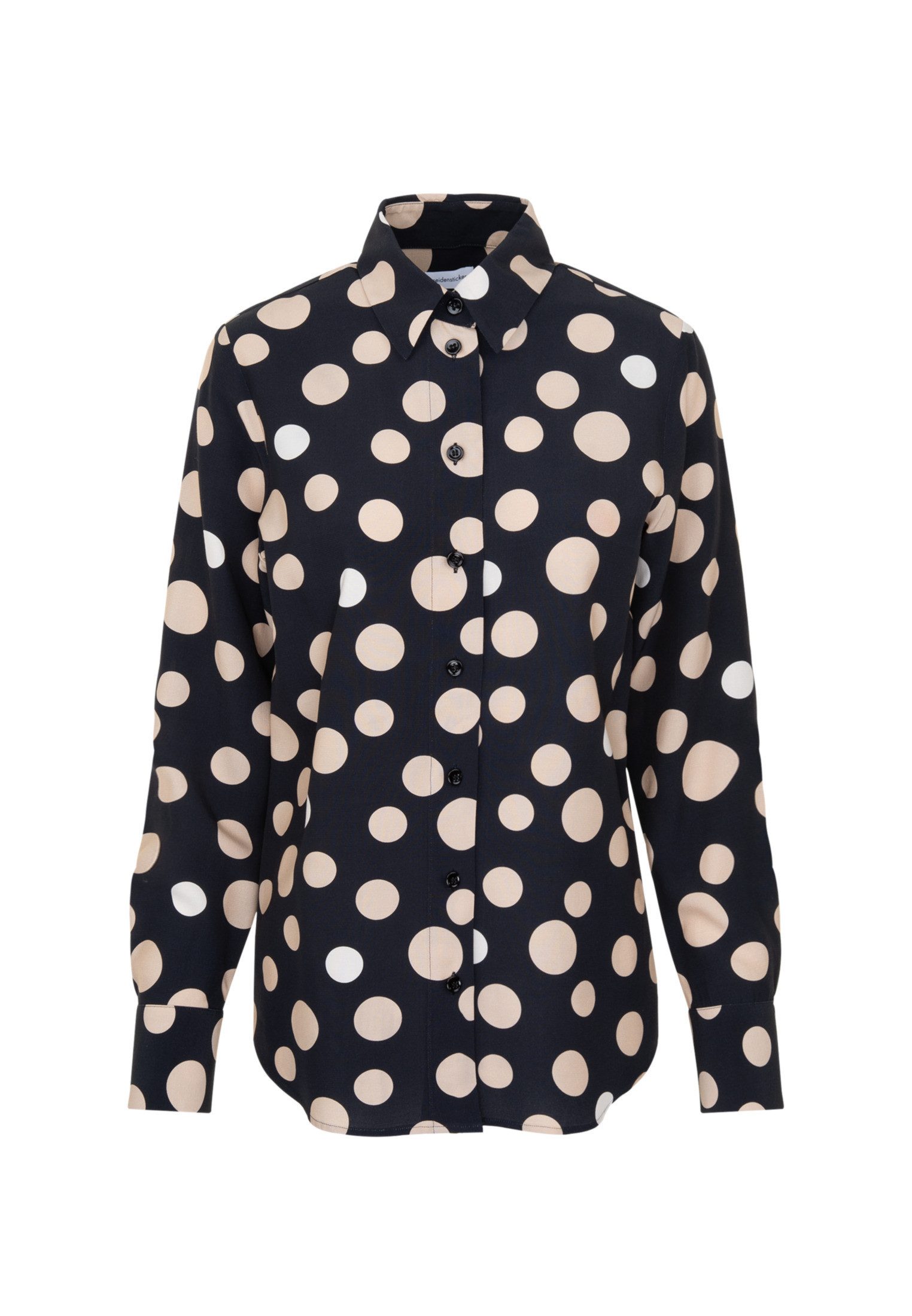 seidensticker Overhemdblouse Zwarte roos Lange mouwen kraag print