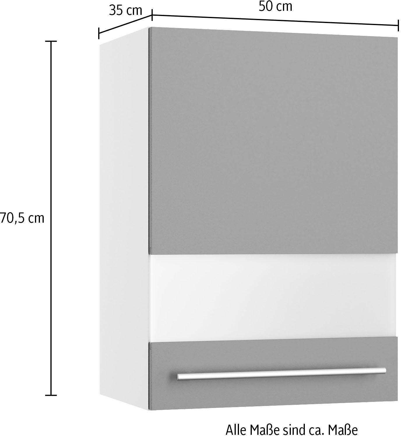 OPTIFIT Hangkast Bern2 Breedte 50 cm, 1 deur, 2 legplanken, front met melkglas-inzet